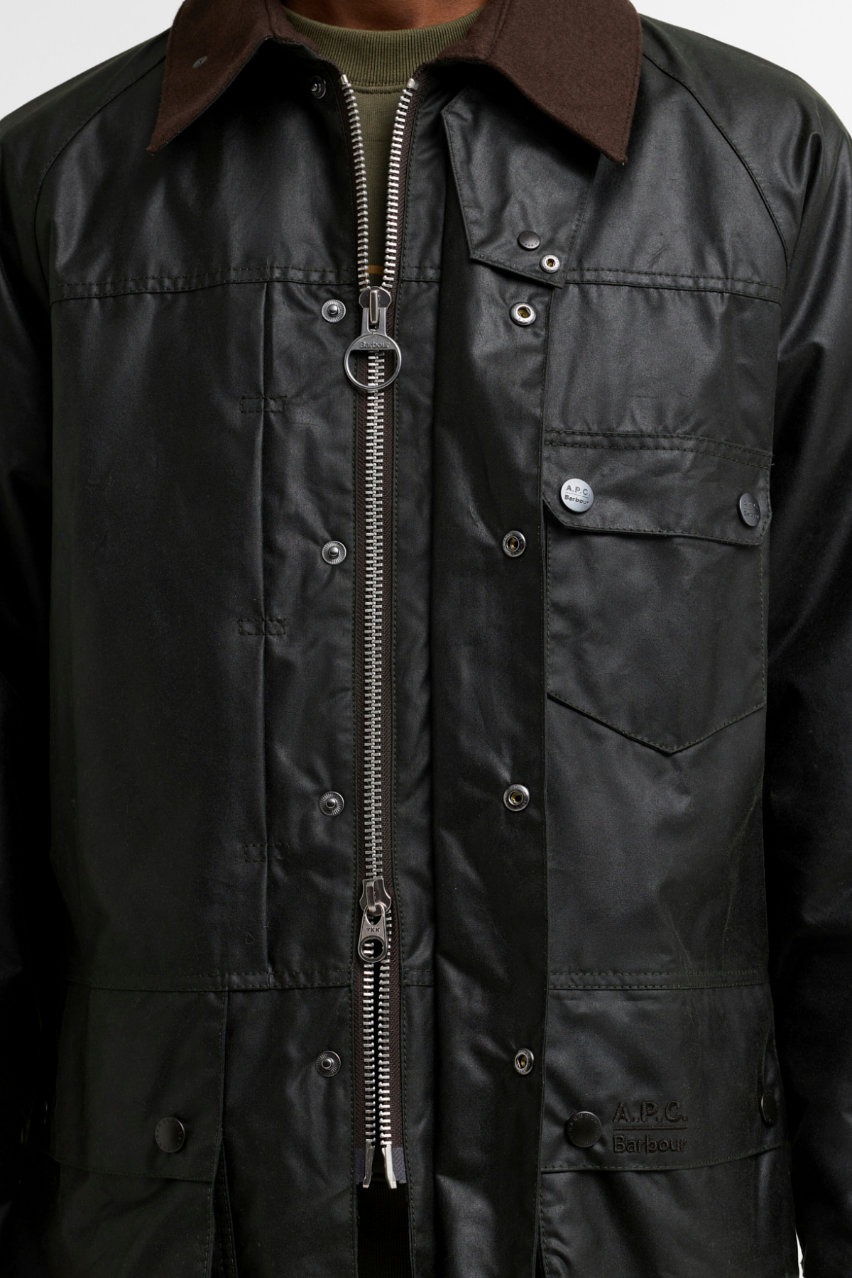 Barbour x A.P.C. Beaufort Yağlı Ceket SG91 Dark Sage