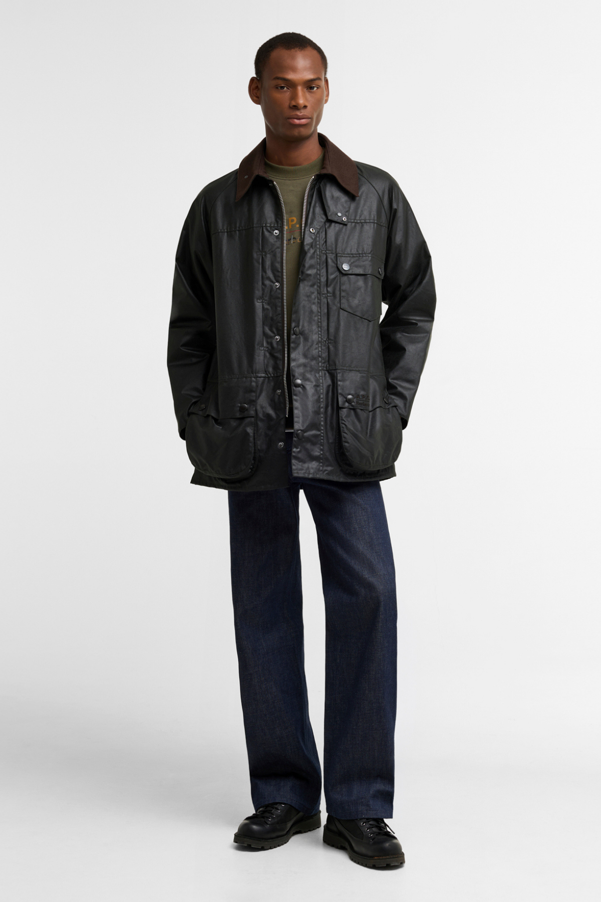 Barbour x A.P.C. Beaufort Yağlı Ceket SG91 Dark Sage