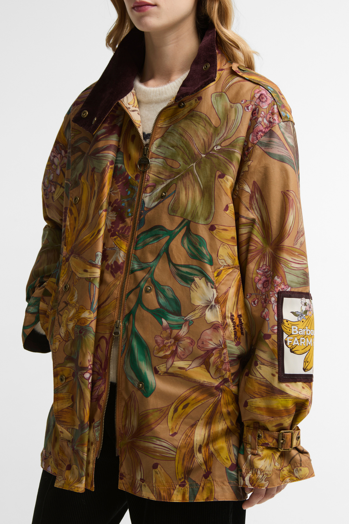 Barbour x Farm Rio Attalea Yağlı Ceket YE51 Banana