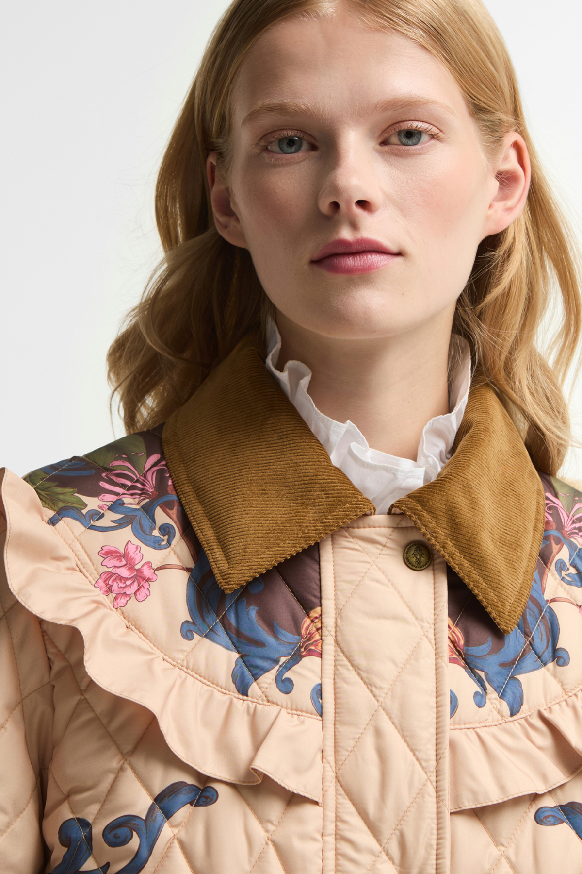 Barbour x Farm Rio Dania Kapitone Ceket WH12 White