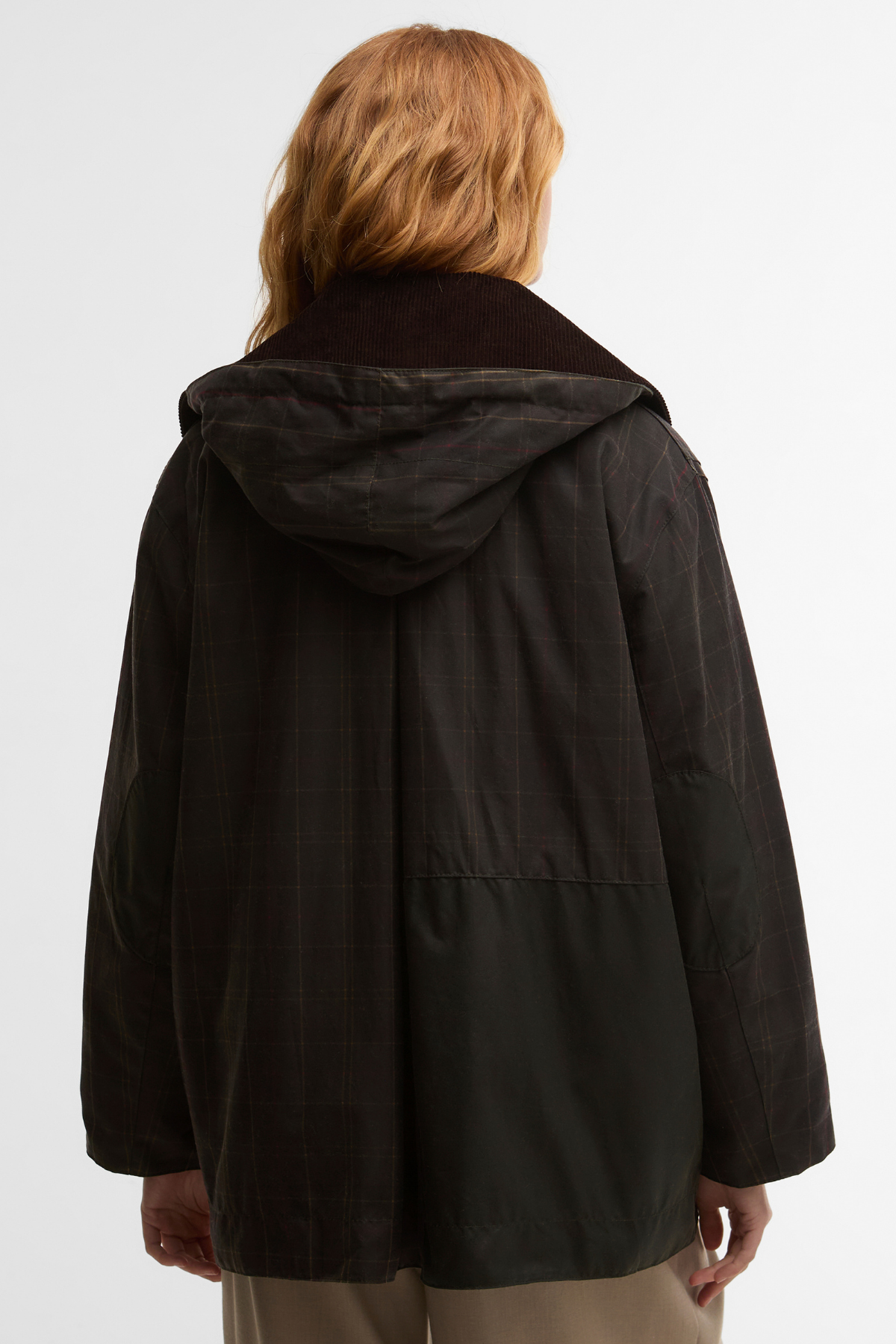 Barbour x Ganni Hooded Tartan Duffle Yağlı Ceket TN11 Classic Tartan/Fern