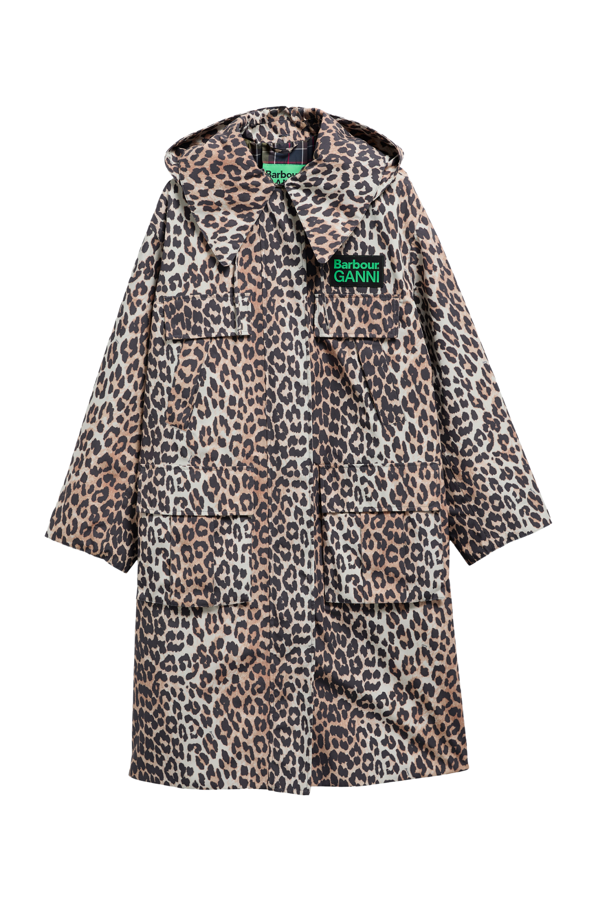 Barbour x Ganni Leopard Waterproof Parka Ceket BK11 Ganni Leopard Print