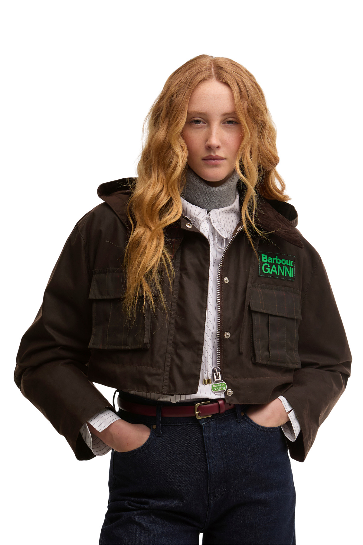 Barbour x Ganni Peplum Yağlı Ceket BR71 Rustic/Classic Tartan