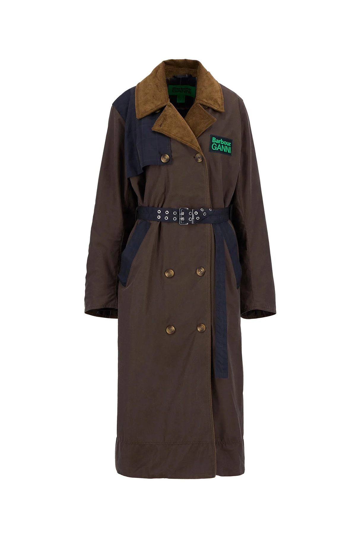 Barbour x GANNI Yağlı Trench Ceket BR51 Bark
