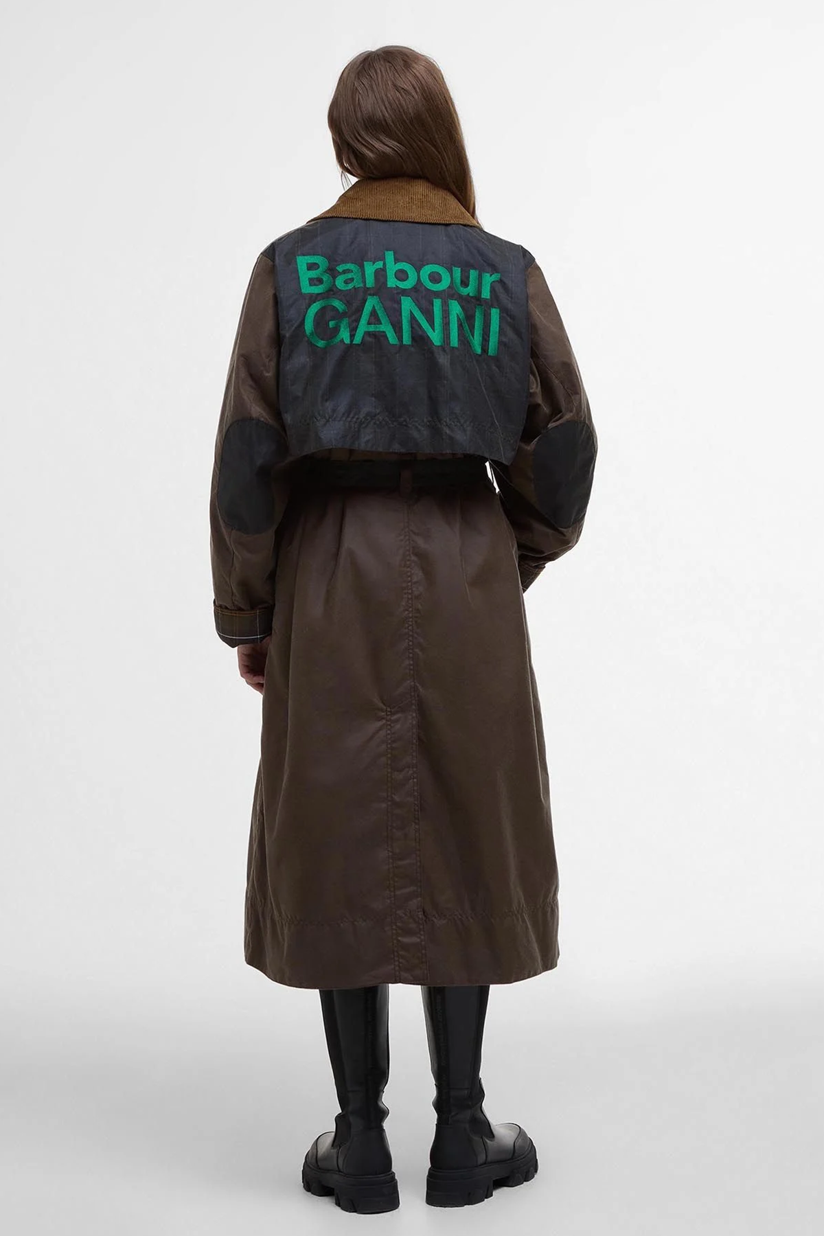 Barbour x GANNI Yağlı Trench Ceket BR51 Bark