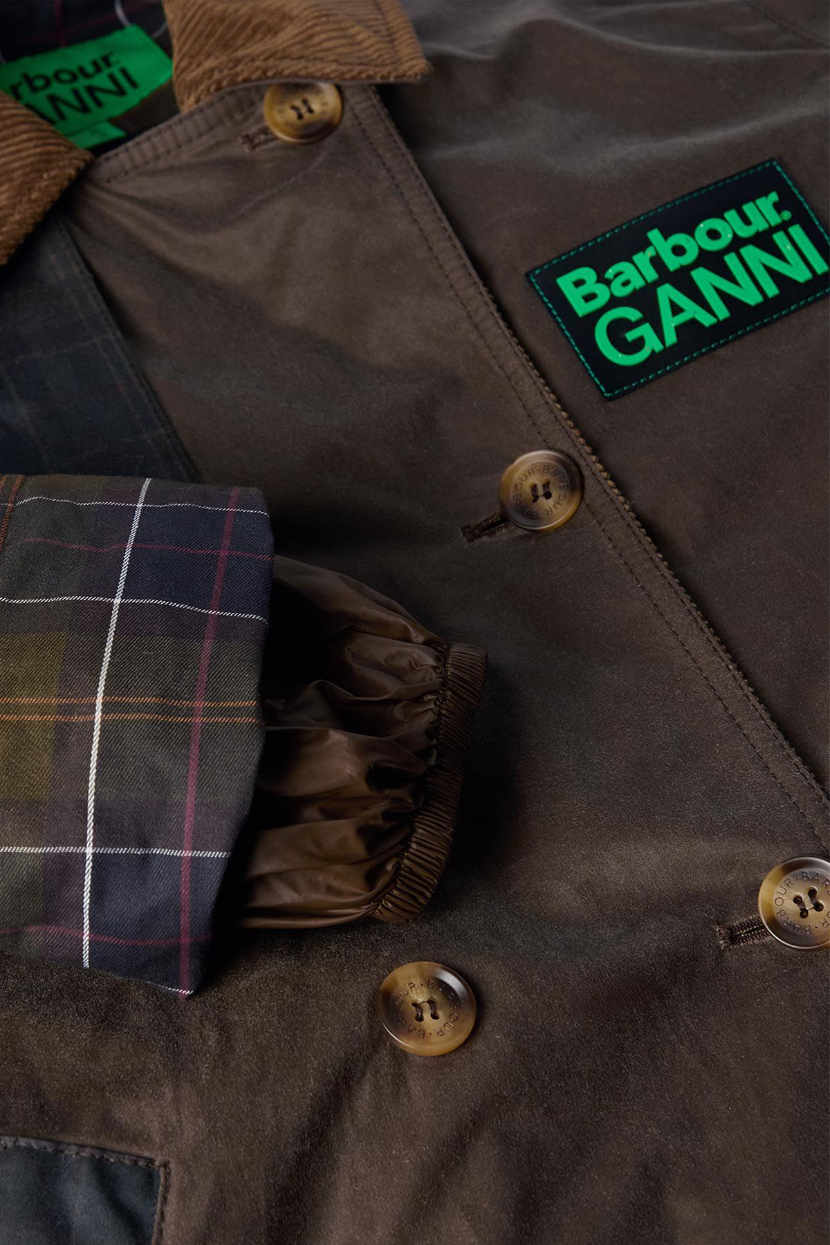 Barbour x GANNI Yağlı Trench Ceket BR51 Bark