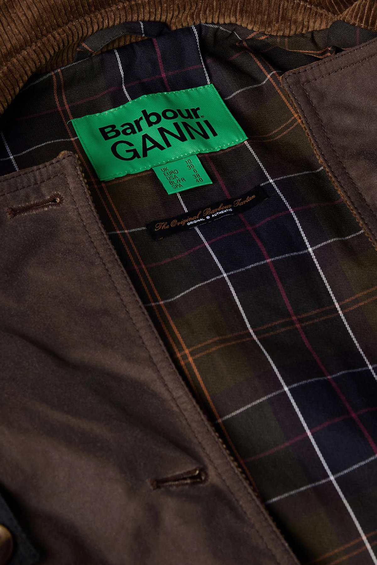 Barbour x GANNI Yağlı Trench Ceket BR51 Bark