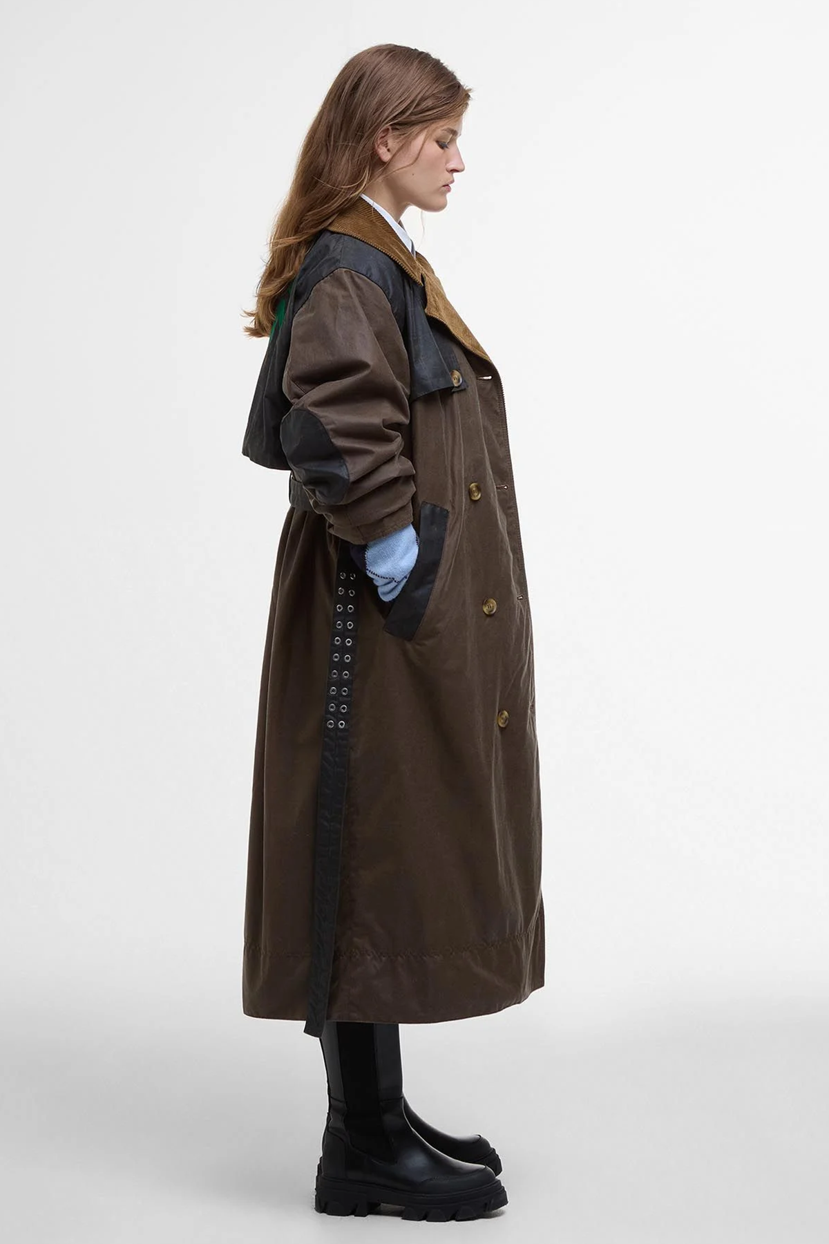 Barbour x GANNI Yağlı Trench Ceket BR51 Bark