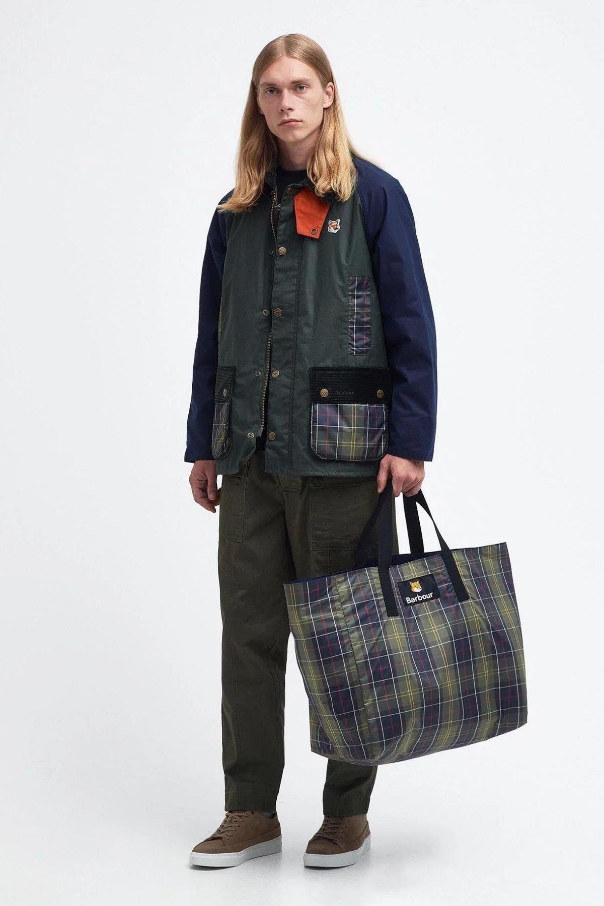 Barbour x Maison Kitsuné Reversible Tote Çanta NY71 Dark Navy
