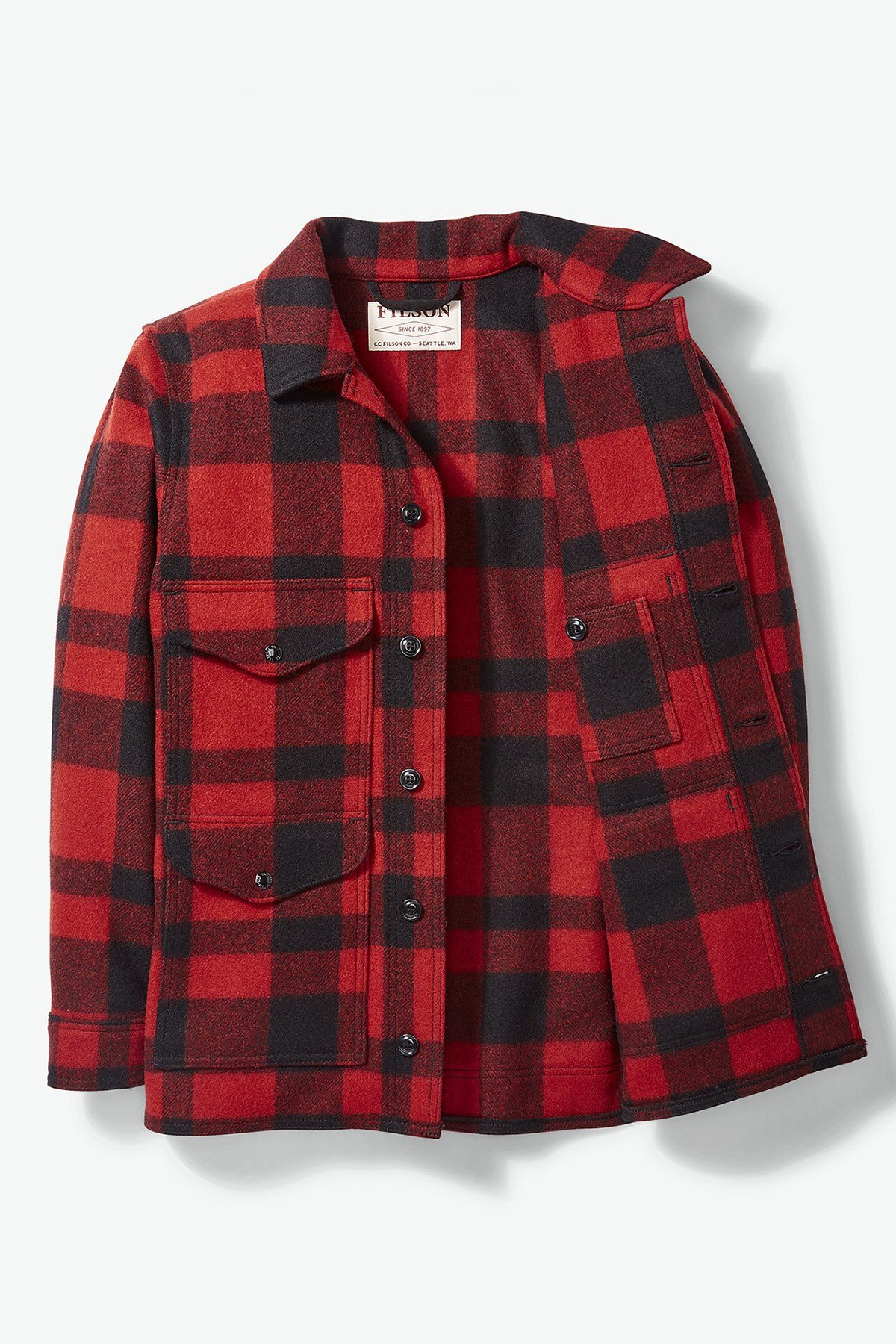 Filson Mackinaw Yün Cruiser Ceket Red-Black