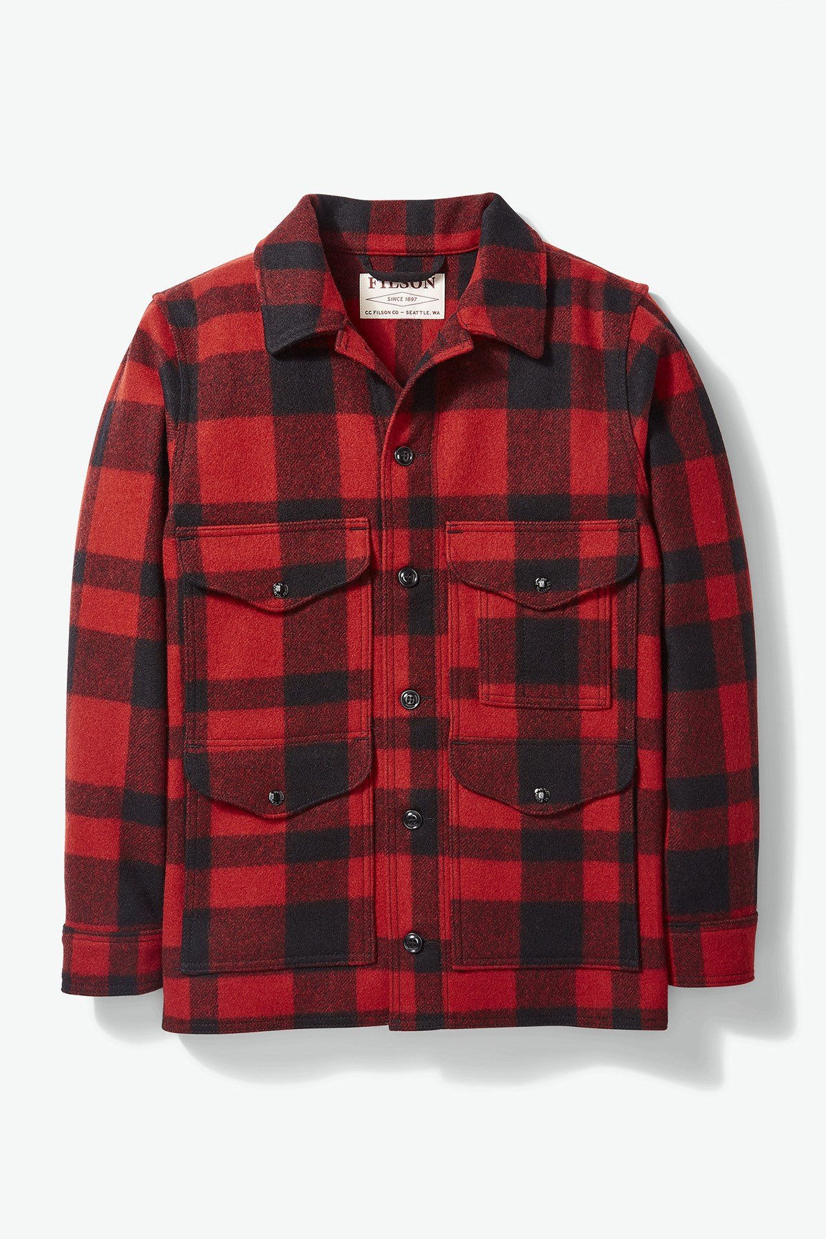 Filson Mackinaw Yün Cruiser Ceket Red-Black