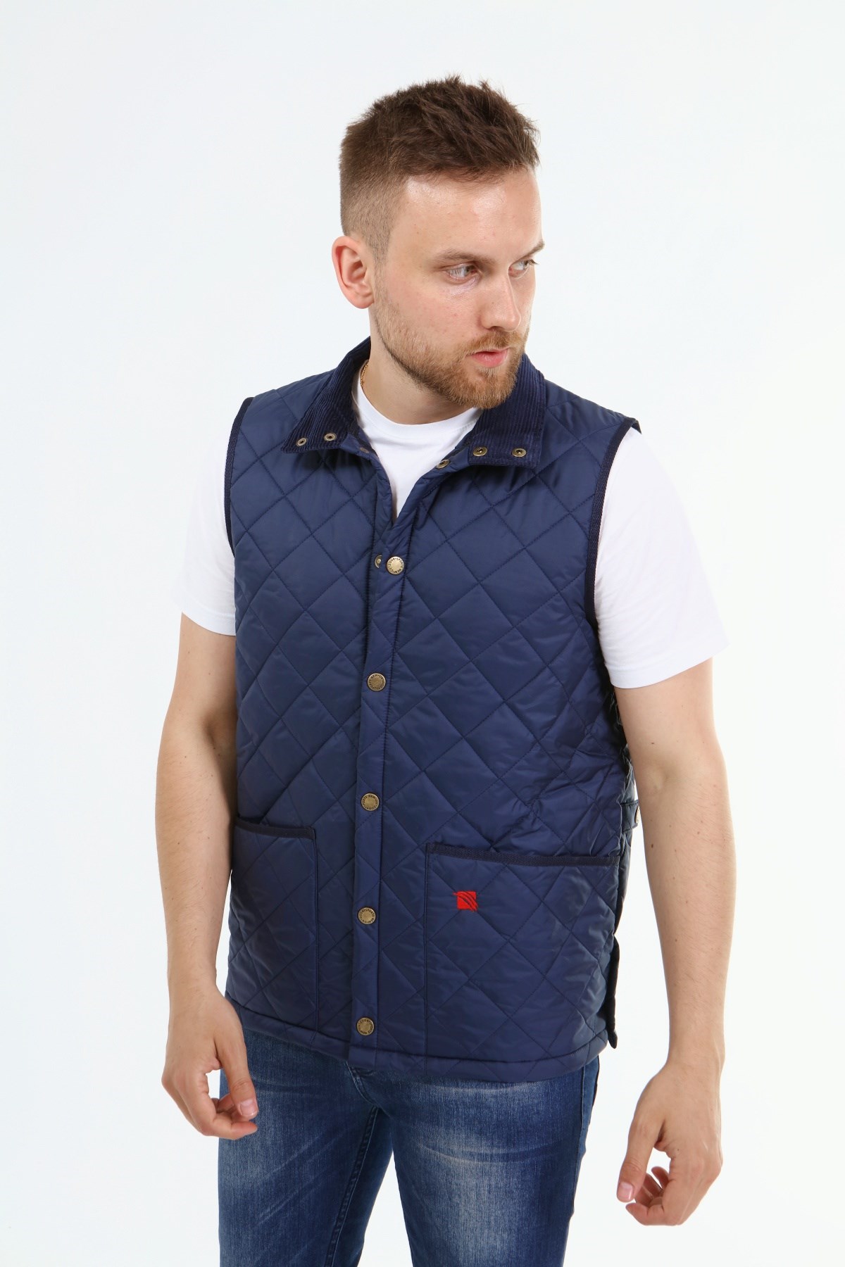 New Outdoor Warm Kapitone Yelek Açık Lacivert