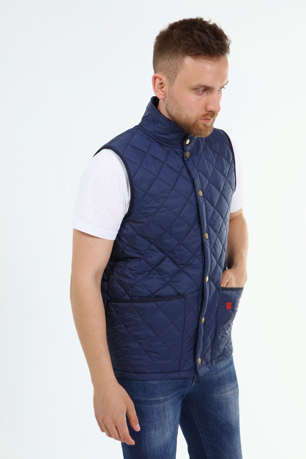 New Outdoor Warm Kapitone Yelek Açık Lacivert