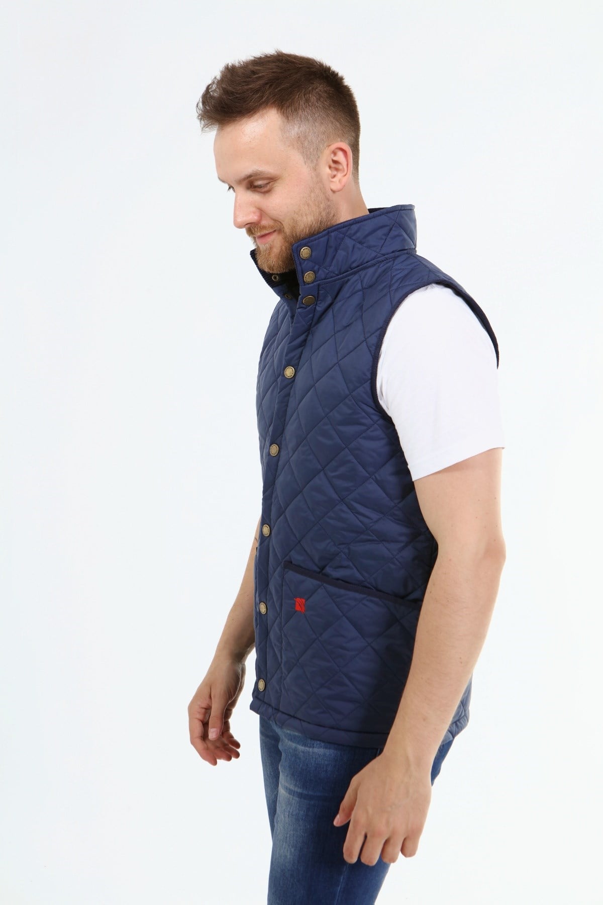 New Outdoor Warm Kapitone Yelek Açık Lacivert