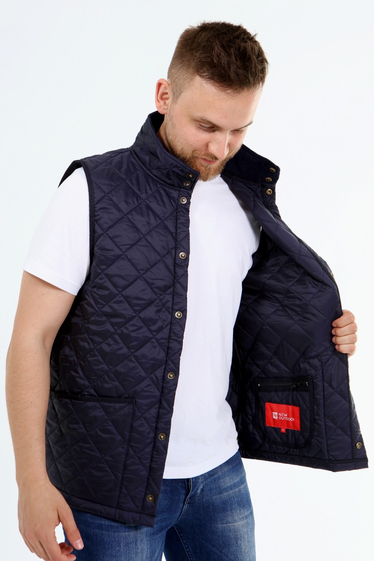 New Outdoor Warm Kapitone Yelek Koyu Lacivert