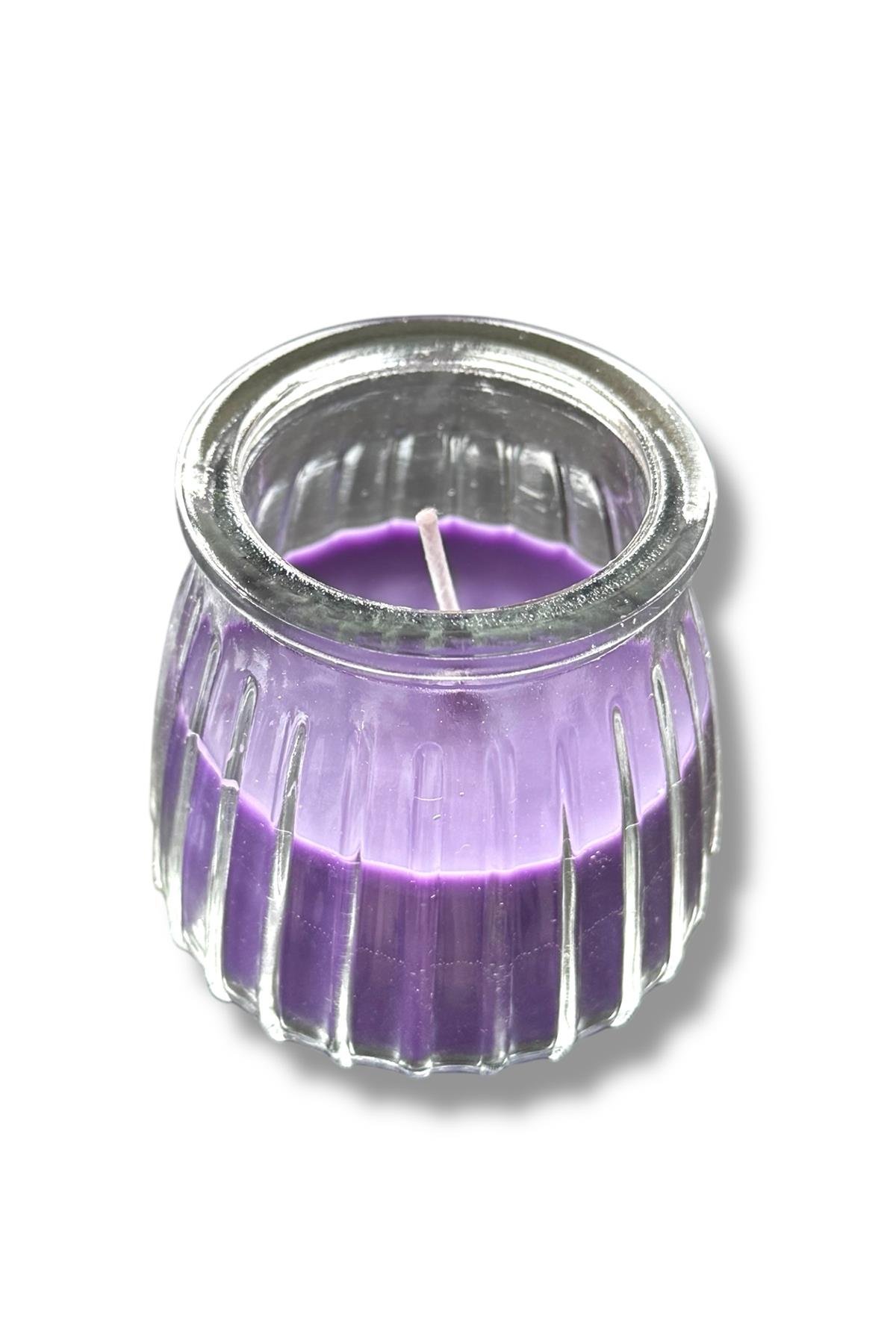  Mor Renk Bardakta Lavanta Kokulu Dekoratif Mum