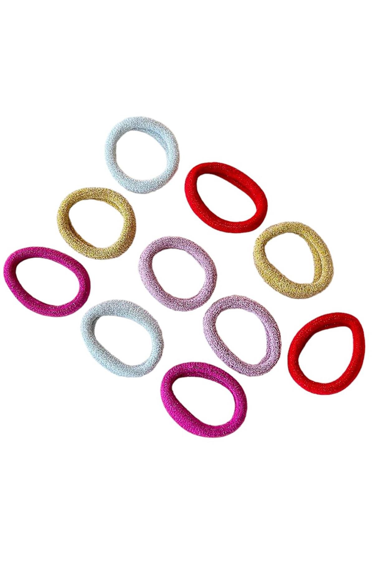 10'lu Karışık Renk Simli Havlu Lastik Toka