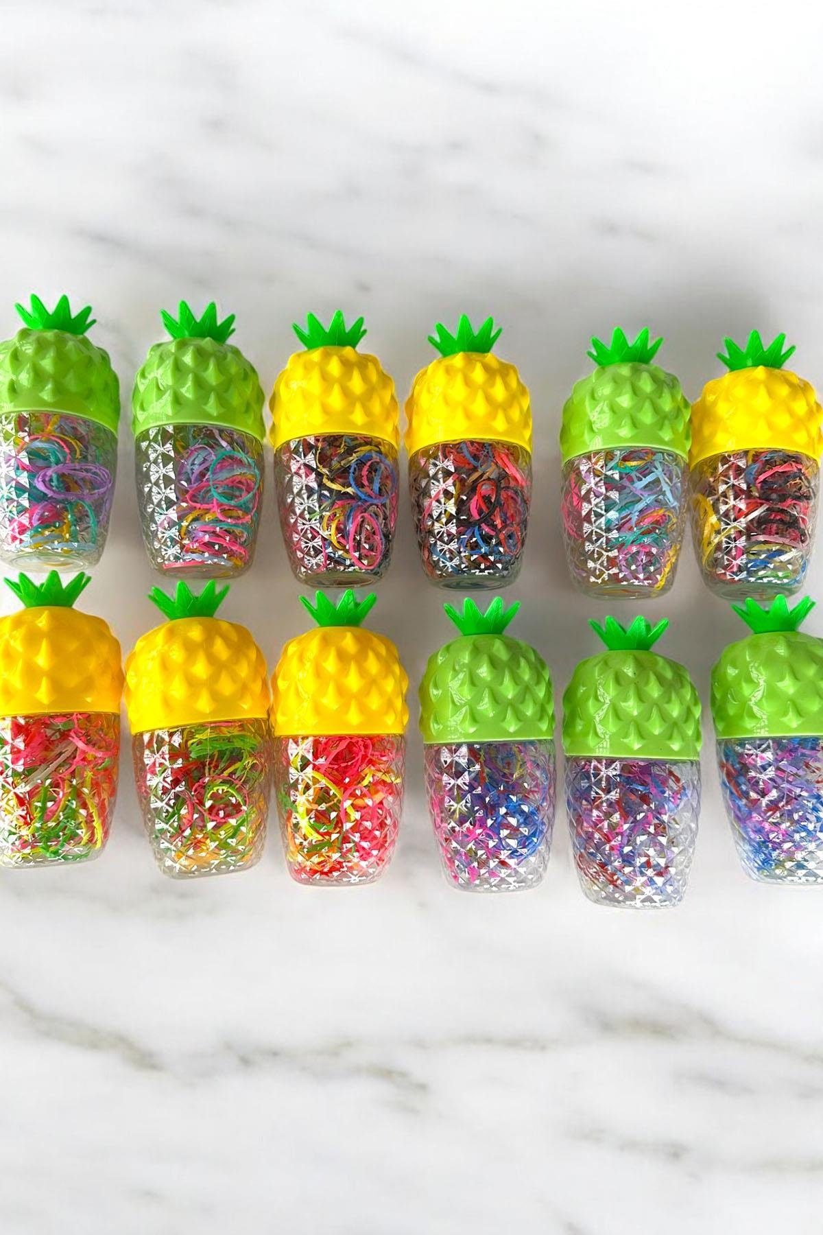 12'li Karışık Renk Ananas Figürlü Perma Lastik Toka Set