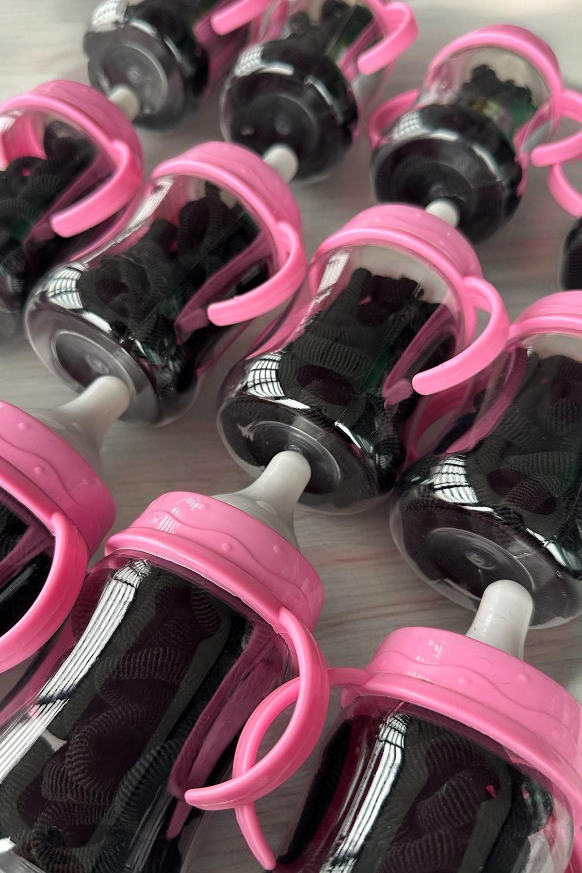 12'li Siyah Renk Biberek Figürlü Havlu Toka Set