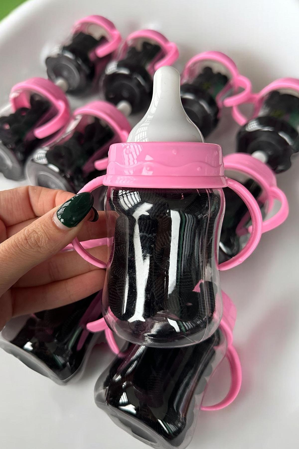 12'li Siyah Renk Biberek Figürlü Havlu Toka Set