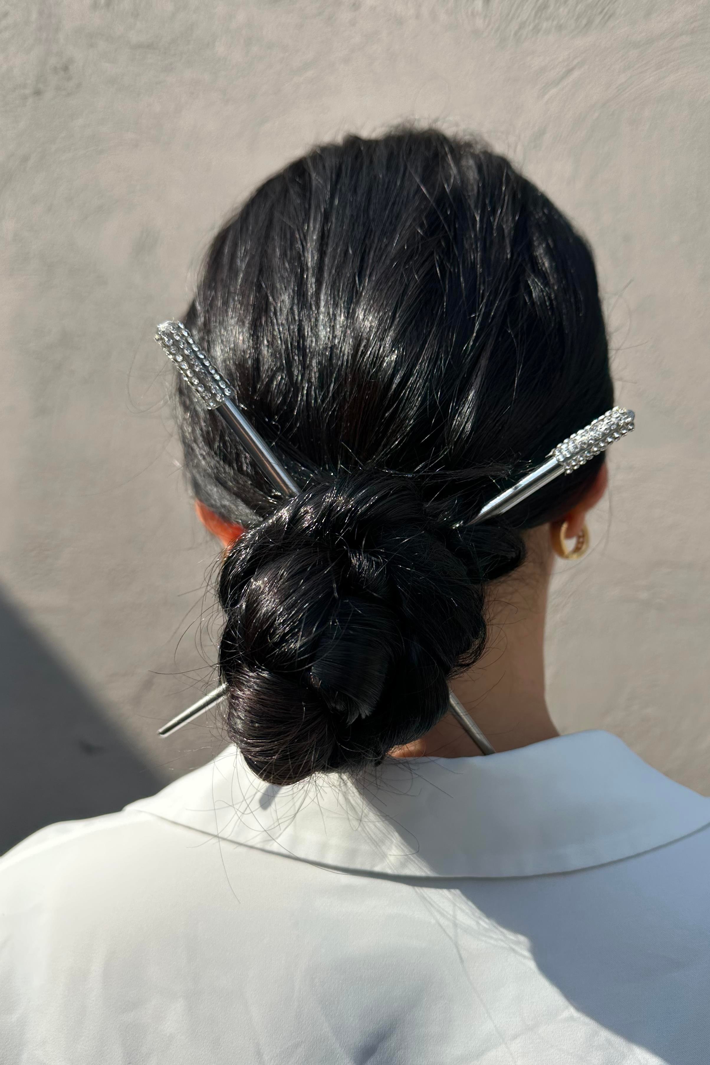 2´li Gümüş Renk Taşlı Topuz Kalemi