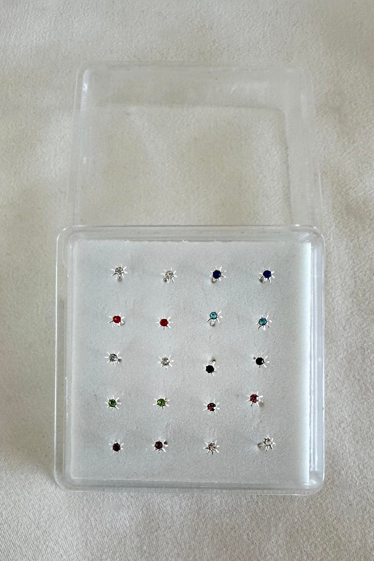 20'li Gümüş Renk Karışık Renk Taşlı Hızma Set