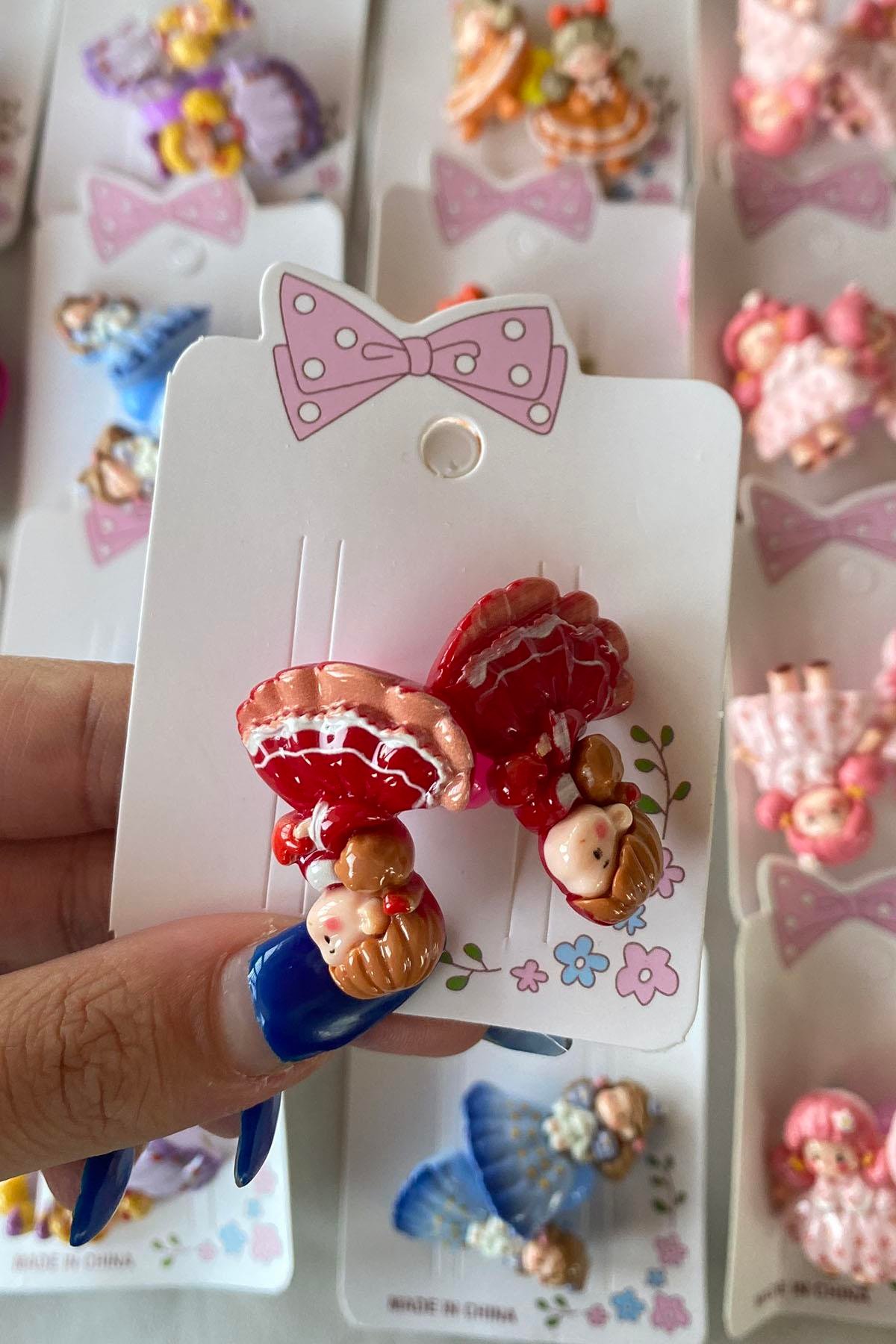 20'li Karışık Renk Kız Çocuğu Figürlü Lastik Toka Set