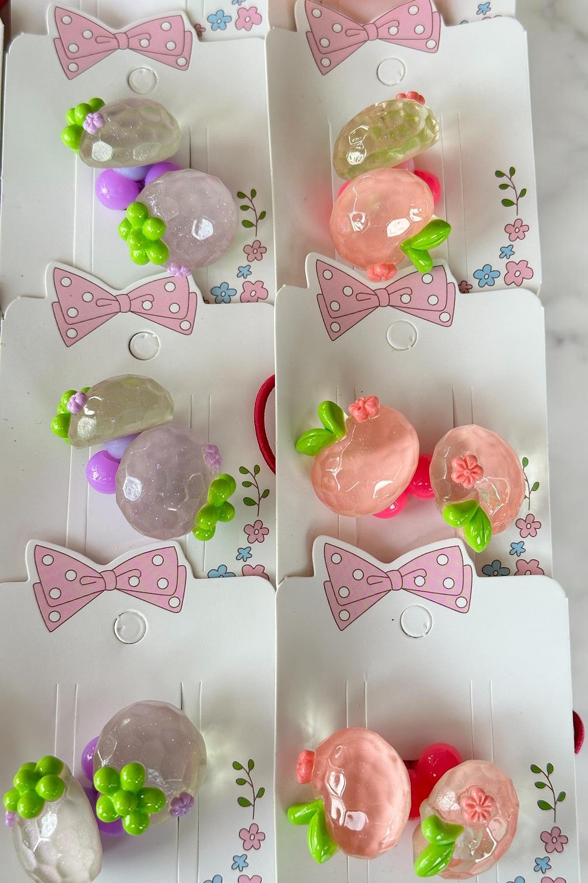 20'li Karışık Renk Meyve Figürlü Lastik Toka Set