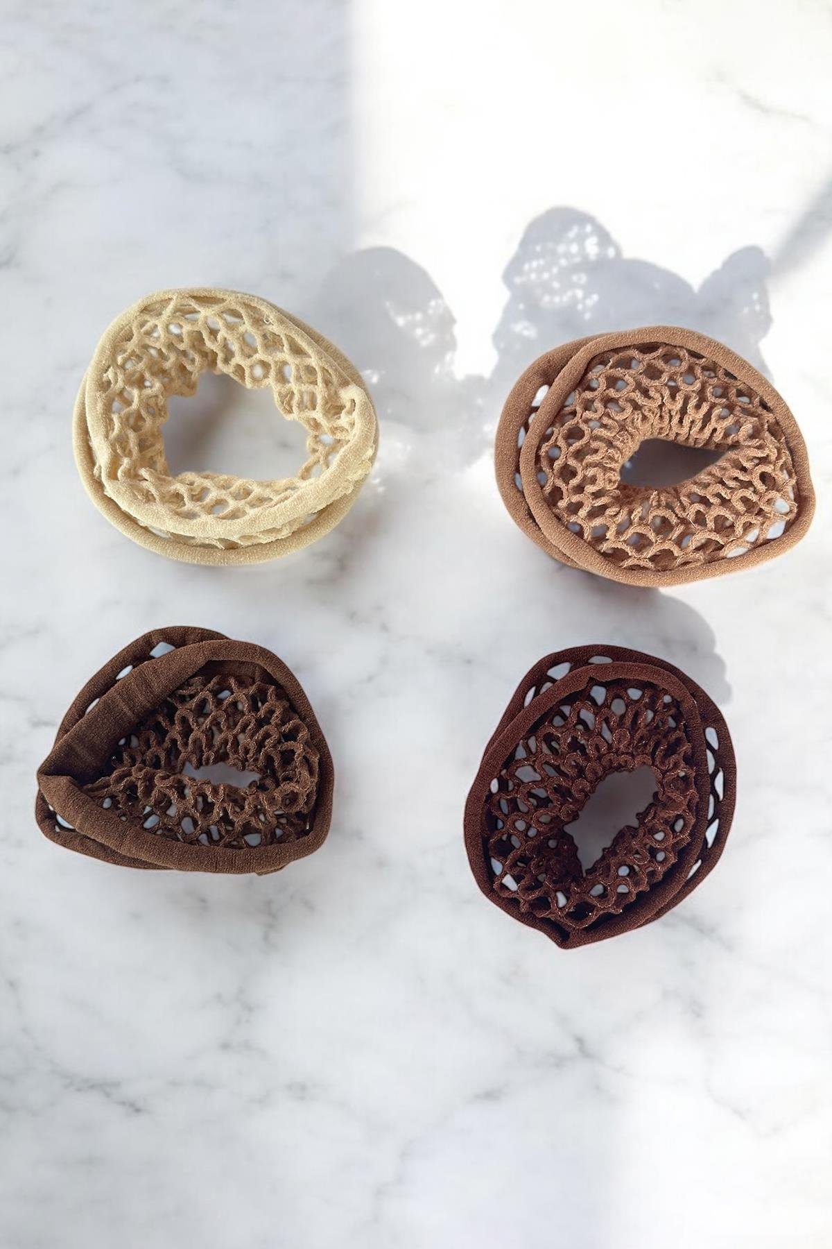 3'lü Karışık Renk File Detaylı Lastik Toka