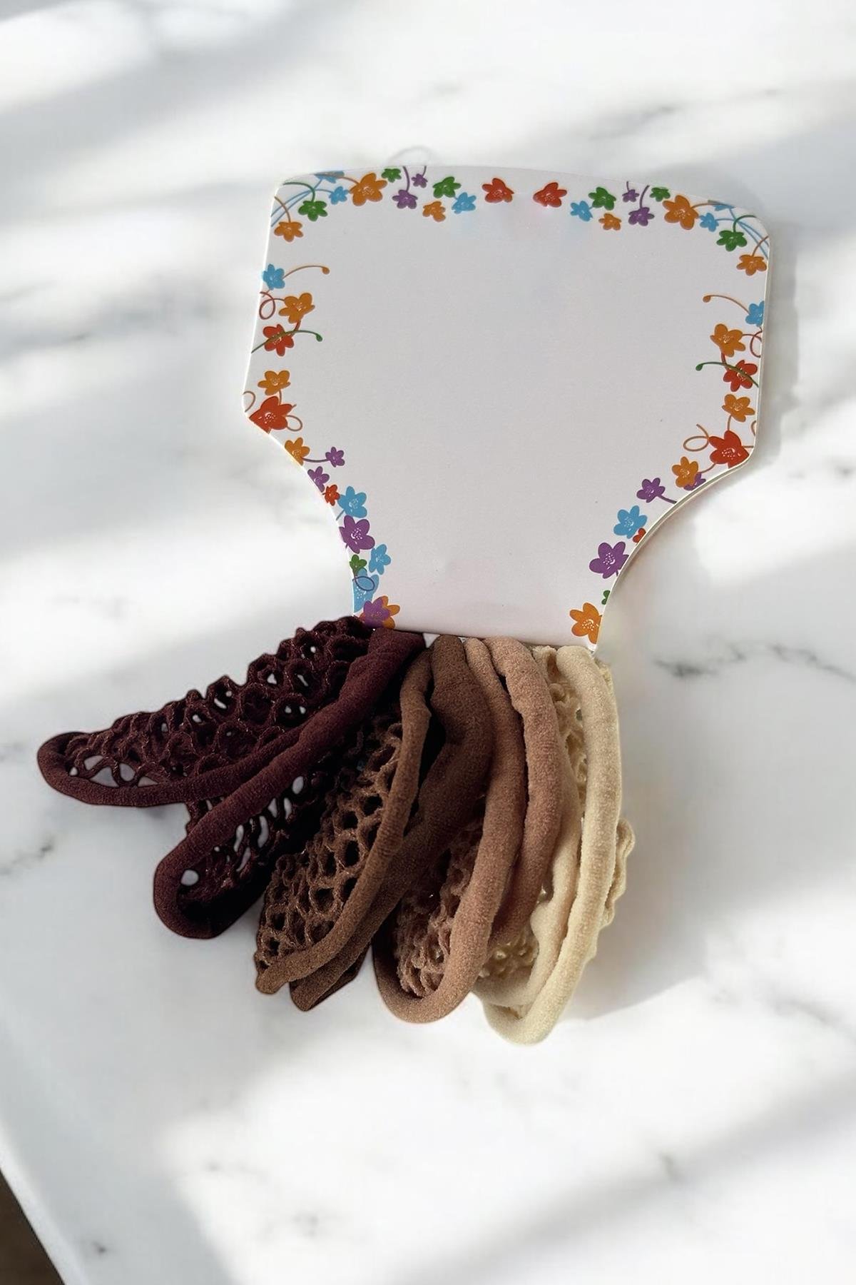 3'lü Karışık Renk File Detaylı Lastik Toka