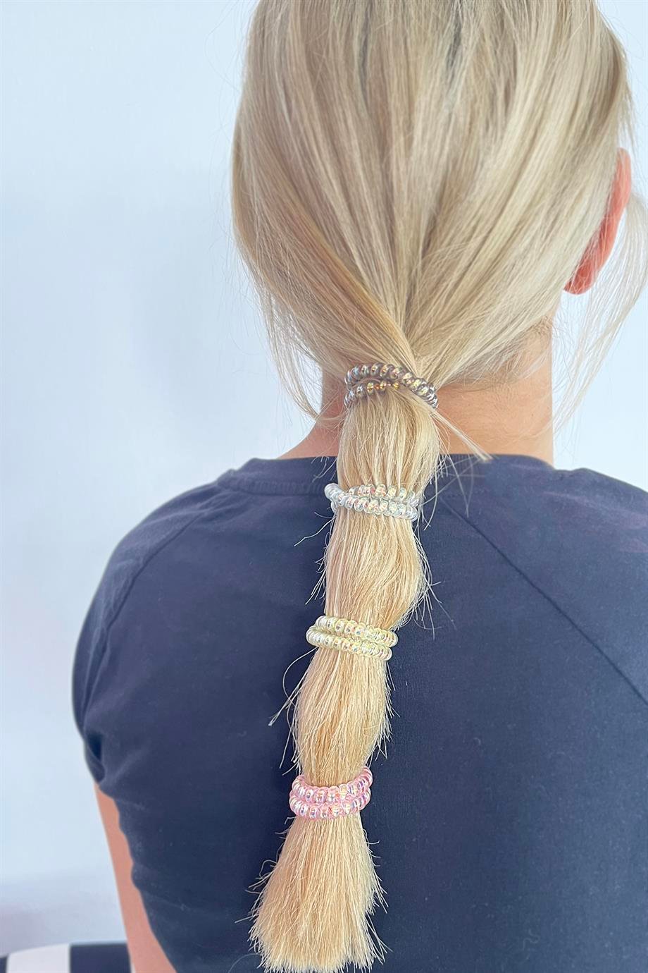 4'lü Pembe Renkli Helezon Hologramlı Lastik Toka