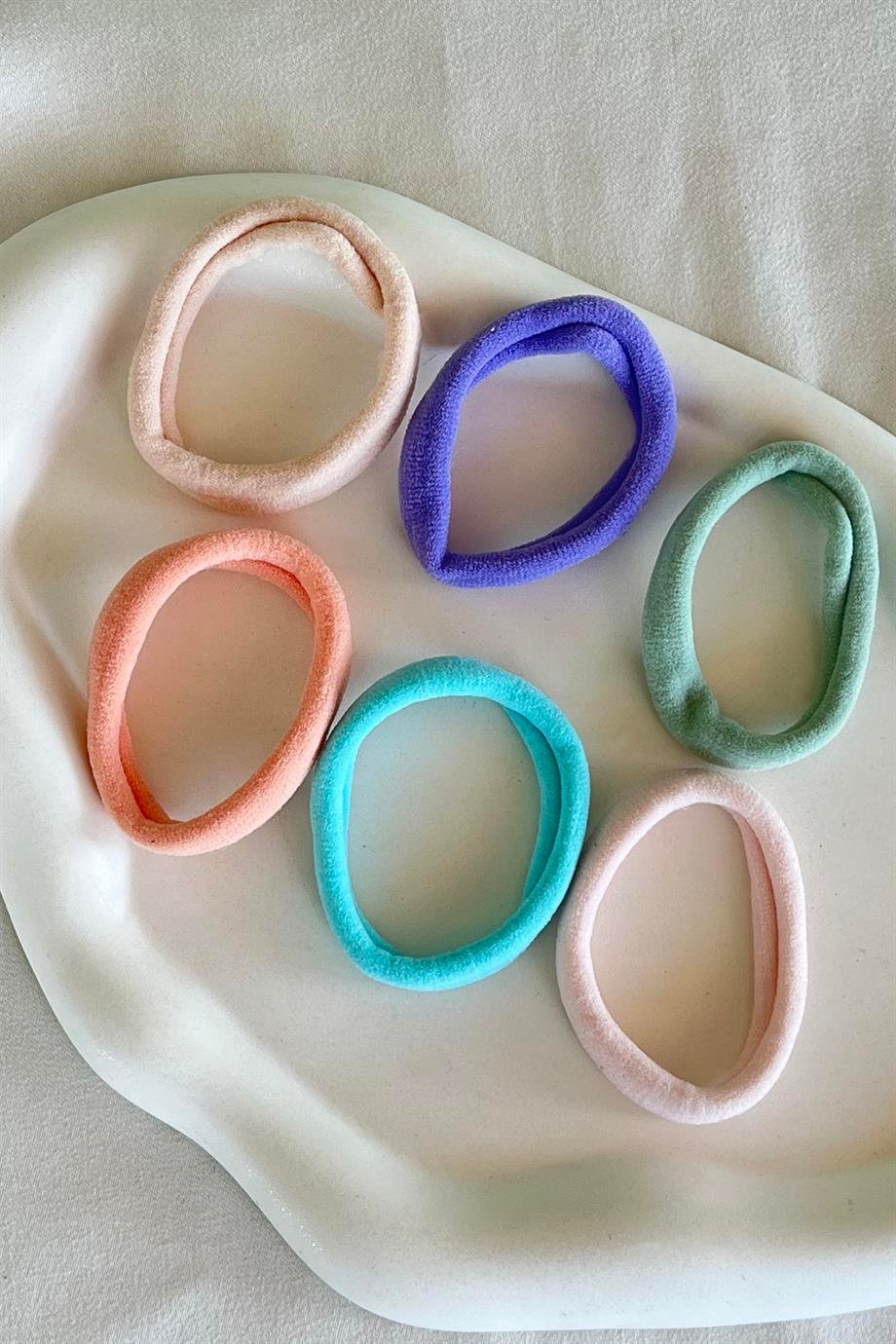 6'lı Karışık Renk Havlu Lastik Toka