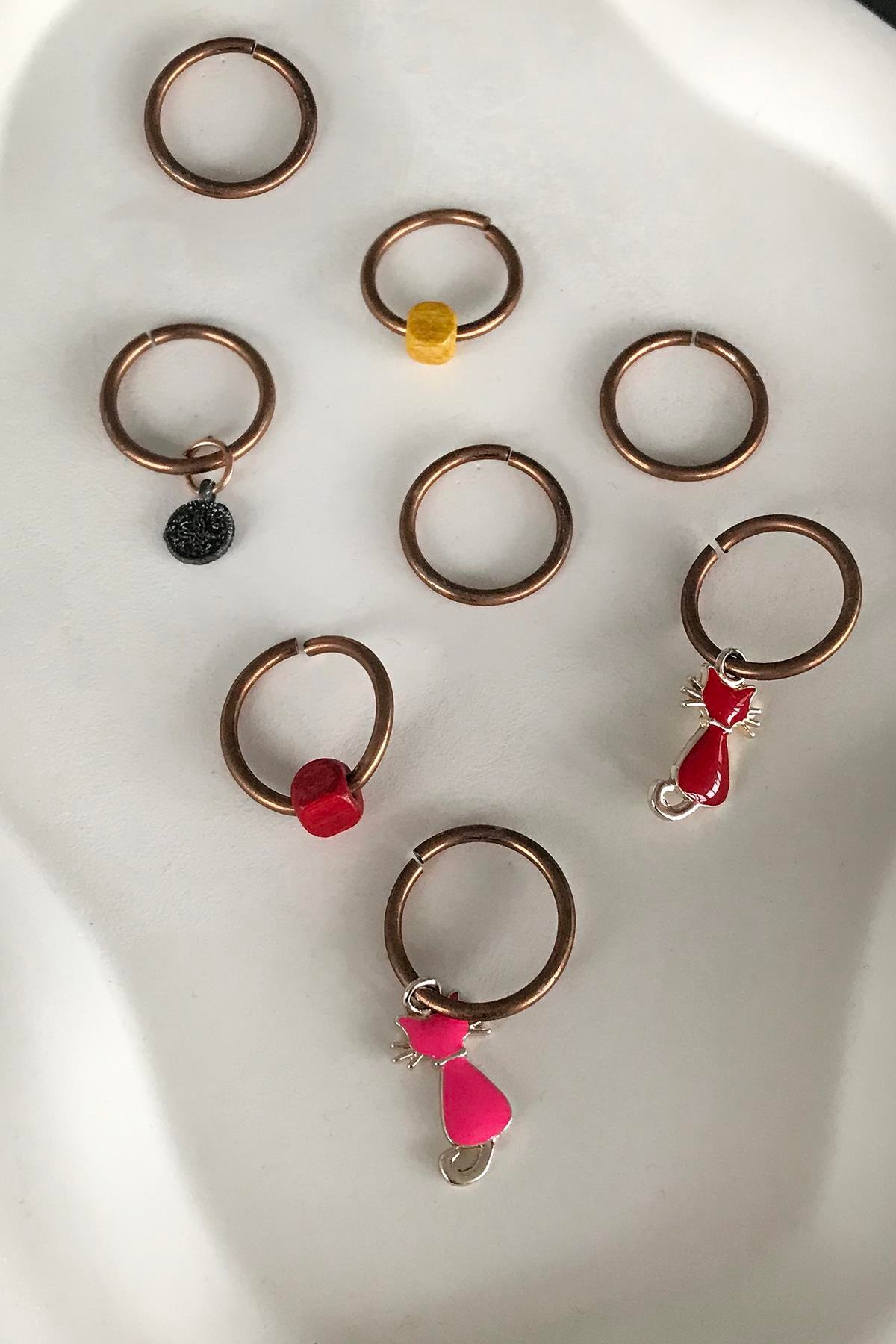 8'li Rose Renk Karışık Figürlü Saç Küpesi