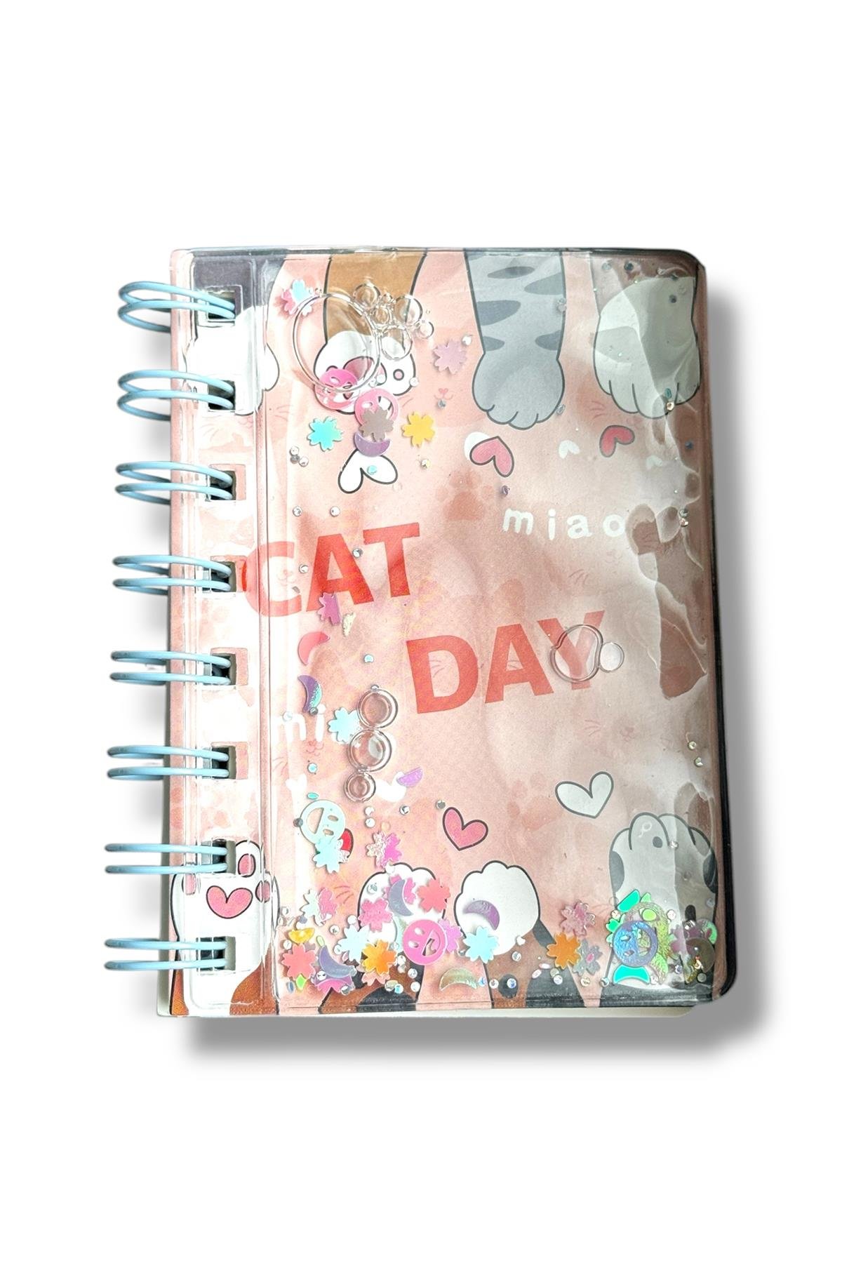 Açık Pembe Renk Pati Figürlü Cat Day Yazılı Defter