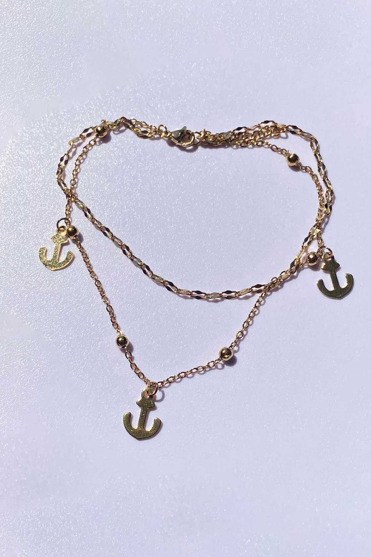 Altın Renk Çapa Figürlü Çelik Halhal