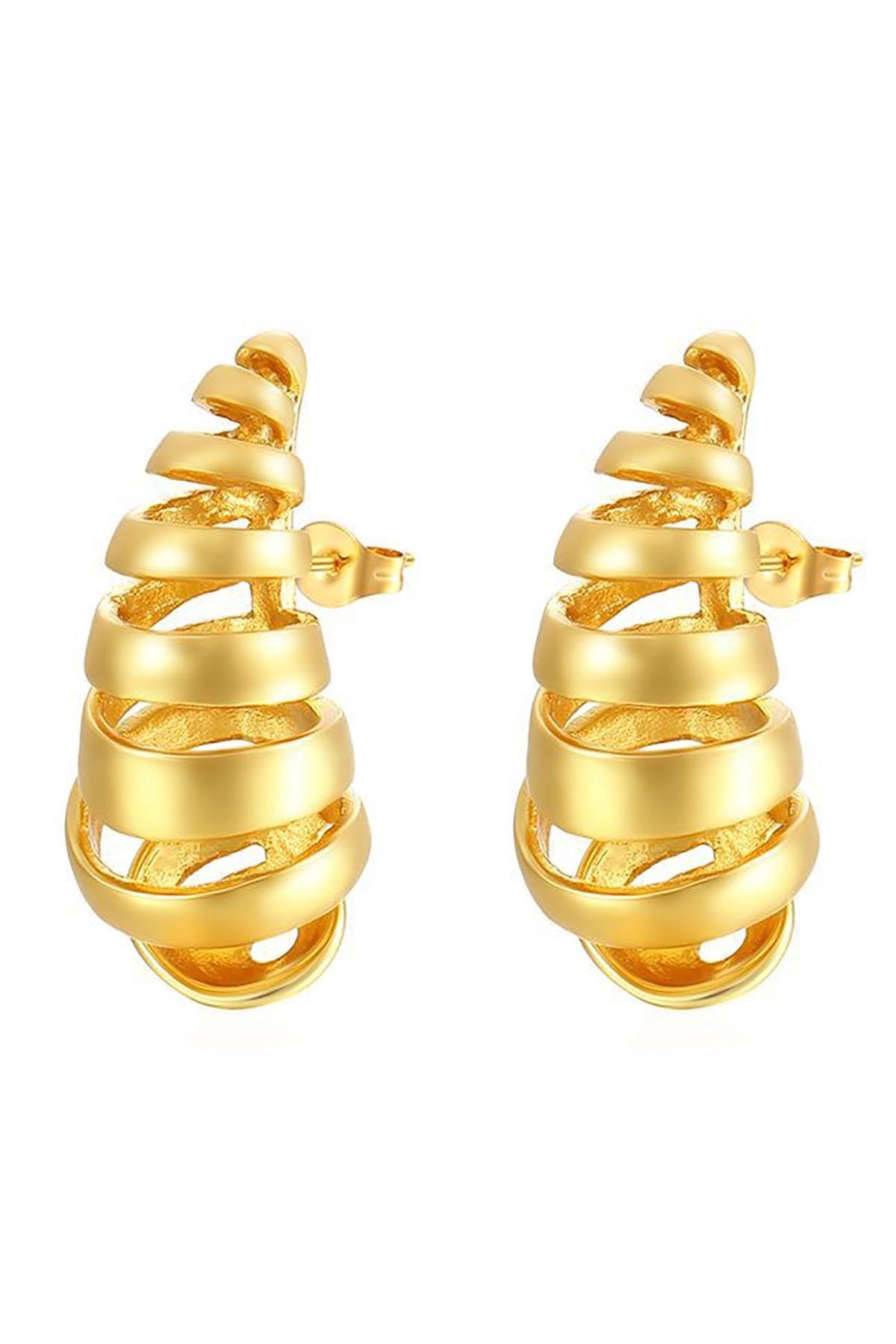 Altın Renk Çelik Bottega Küpe (Çift)