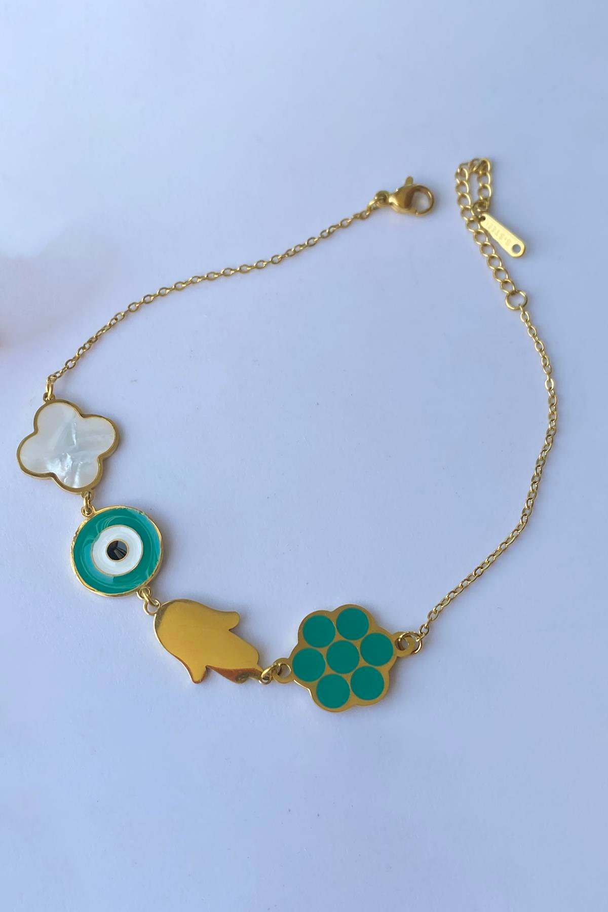 Altın Renk El Figürlü Çelik Halhal