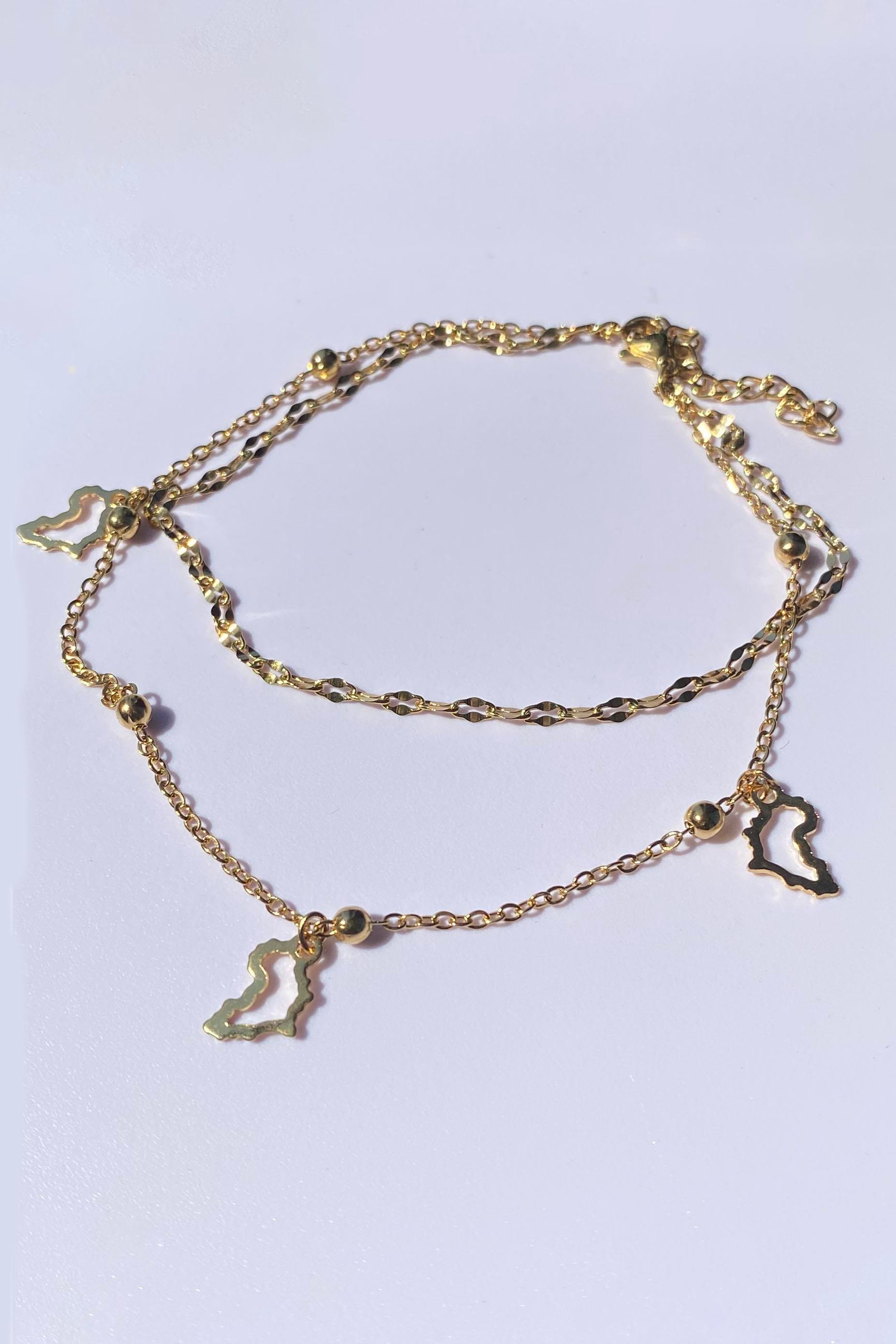 Altın Renk Harita Figürlü Çelik Halhal