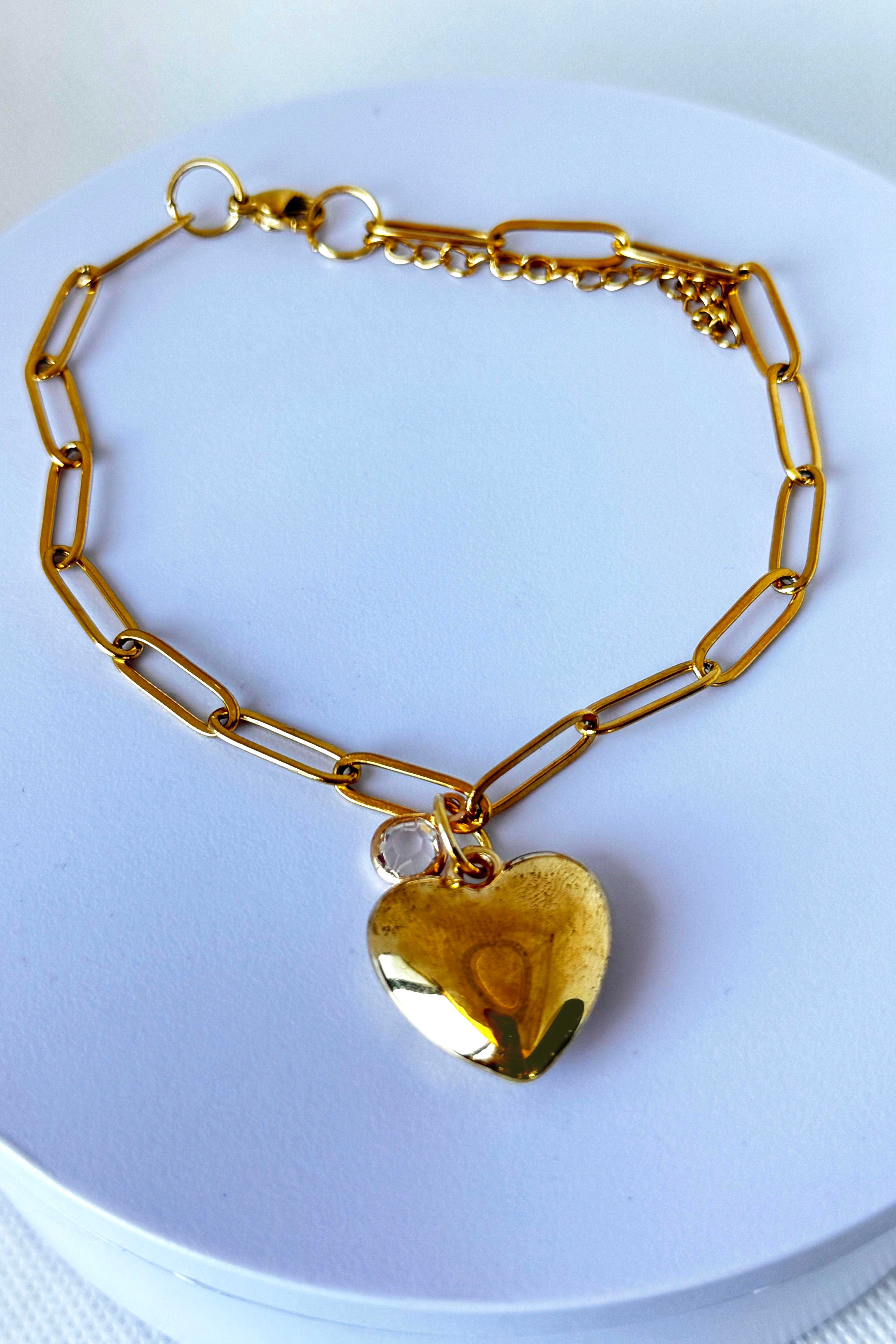 Altın Renk Kalp Figürlü Çelik  halhal