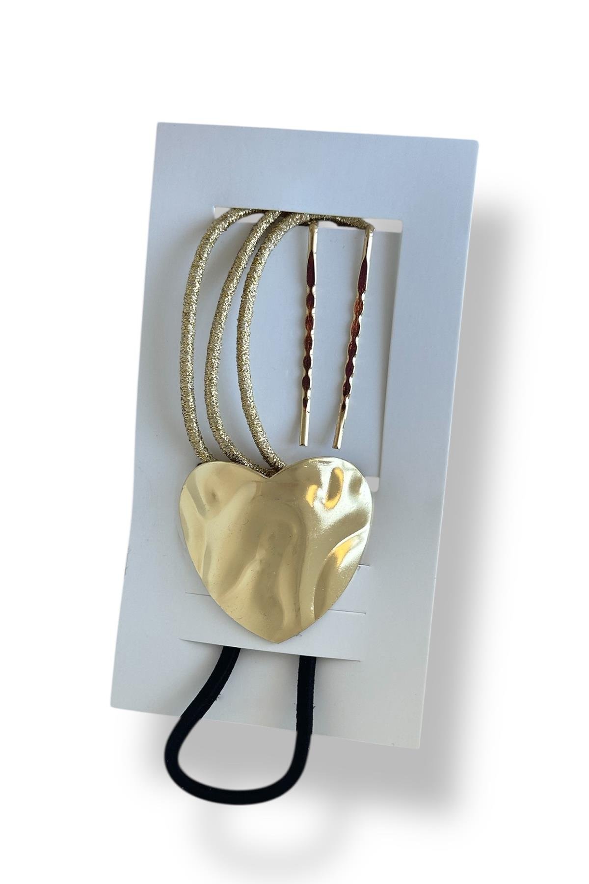 Altın Renk Metal Detaylı Lastik Toka Ve Tel Toka Set