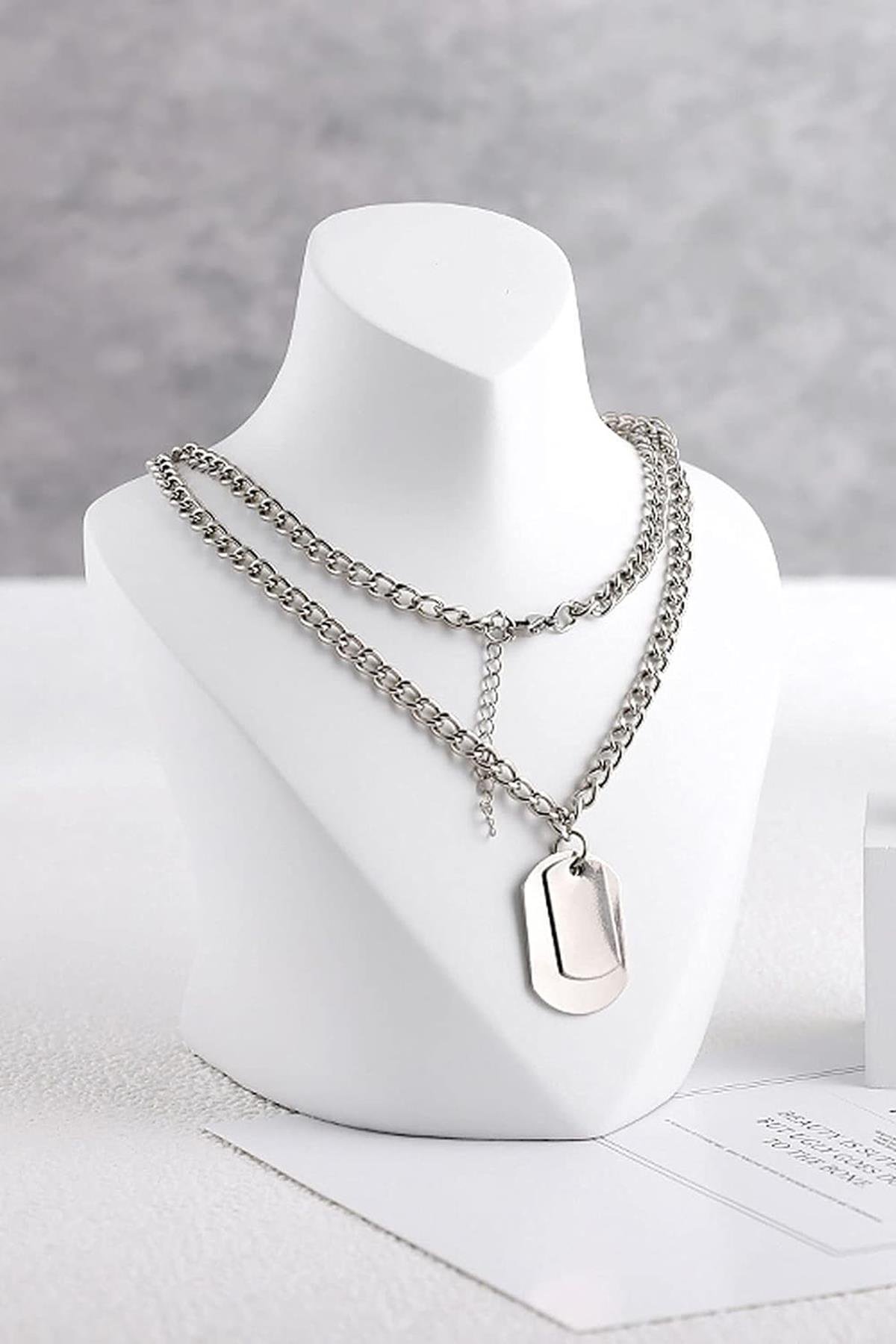 Beyaz Renk Boyun Manken Takı Standı Kolye Askısı