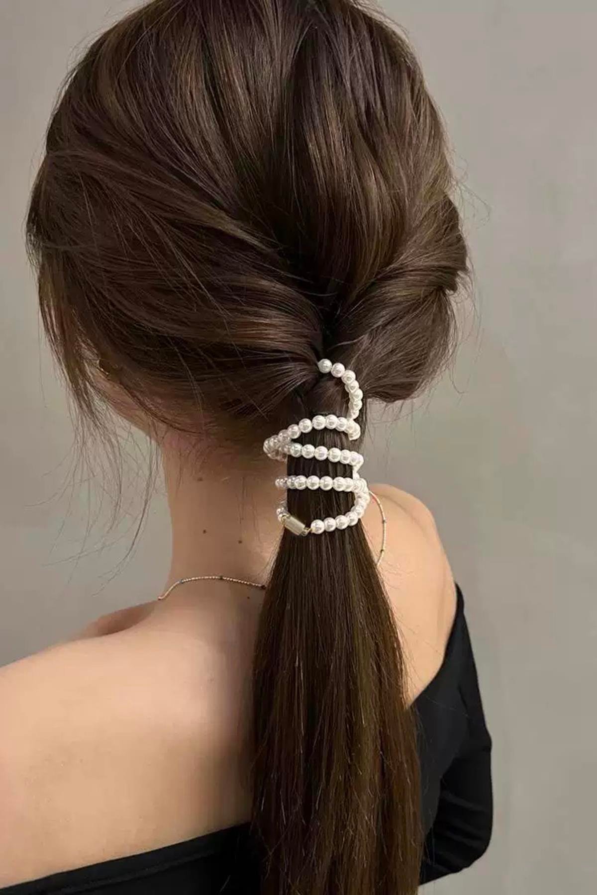 Beyaz Renk İnci Detaylı Saç Aksesuarı 