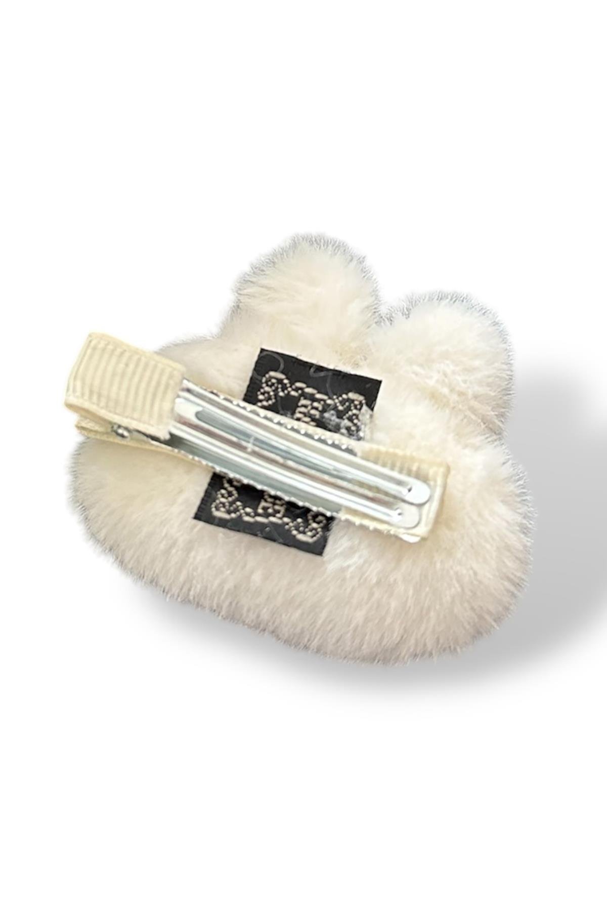 Beyaz Renk Tavşan Figürlü Yan Toka