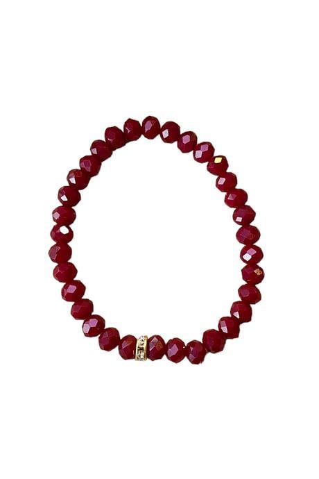 Bordo Renk Boncuk Detaylı Bileklik