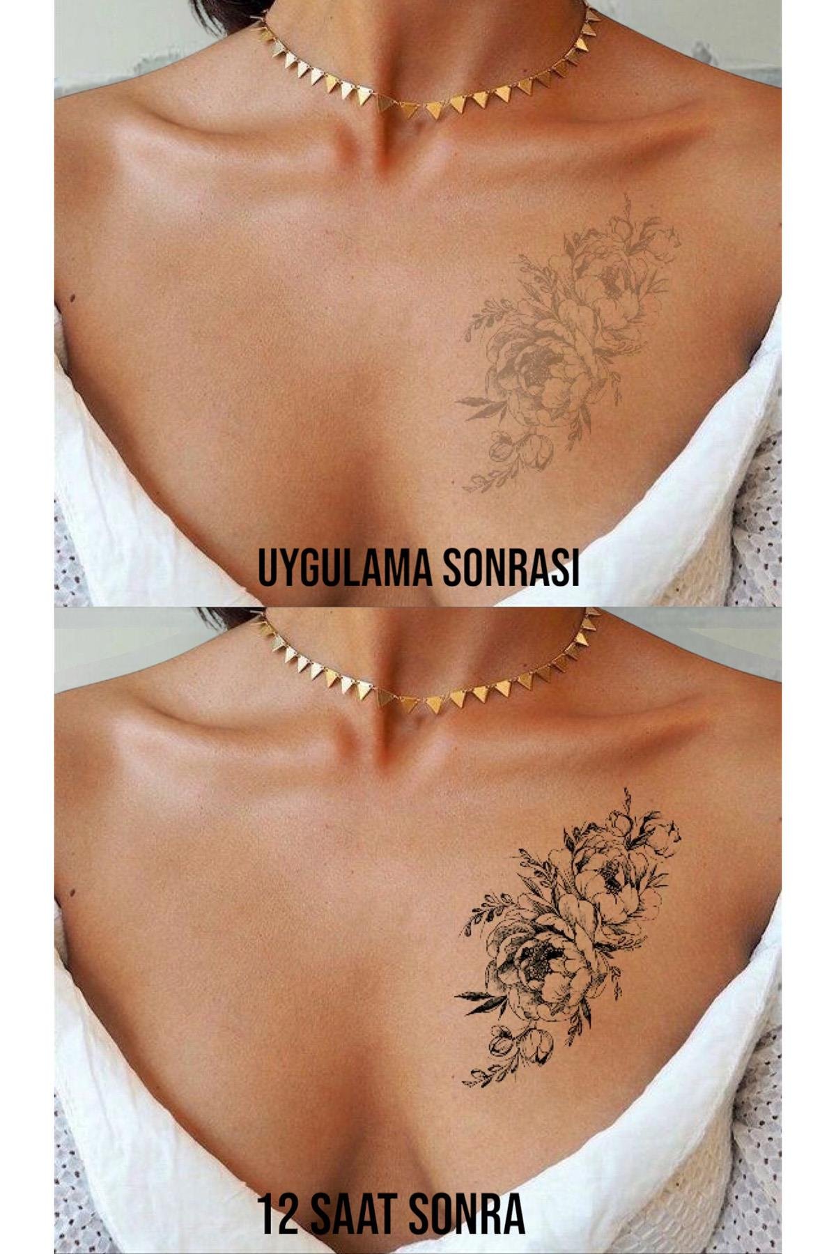 Çiçek Figürlü 12 Saat Sonra Kararan Geçici Dövme Tattoo