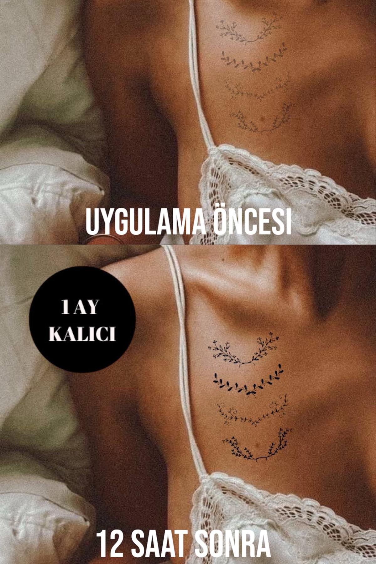 Çiçek Figürlü 12 Saat Sonra Kararan Geçici Dövme Tattoo