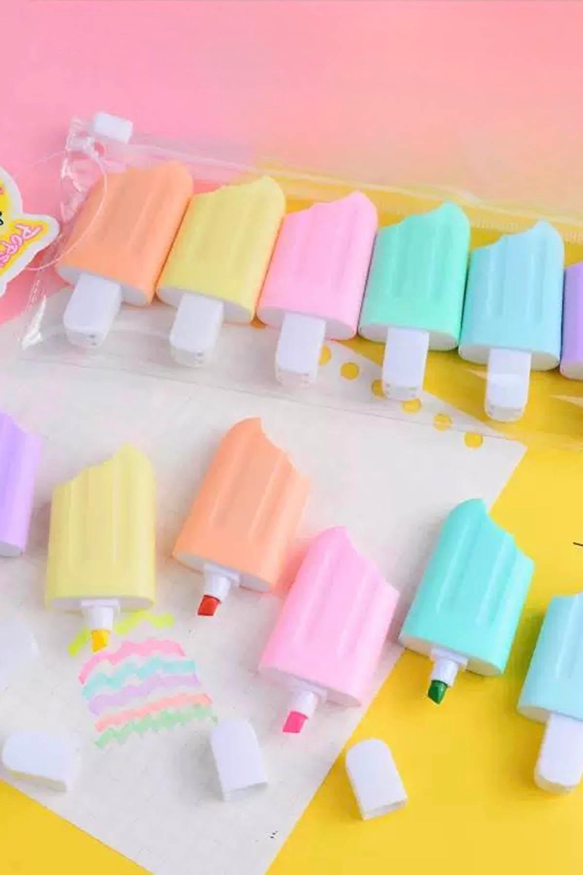 Dondurma Figürlü 6'lı Fosforlu Kalem Set