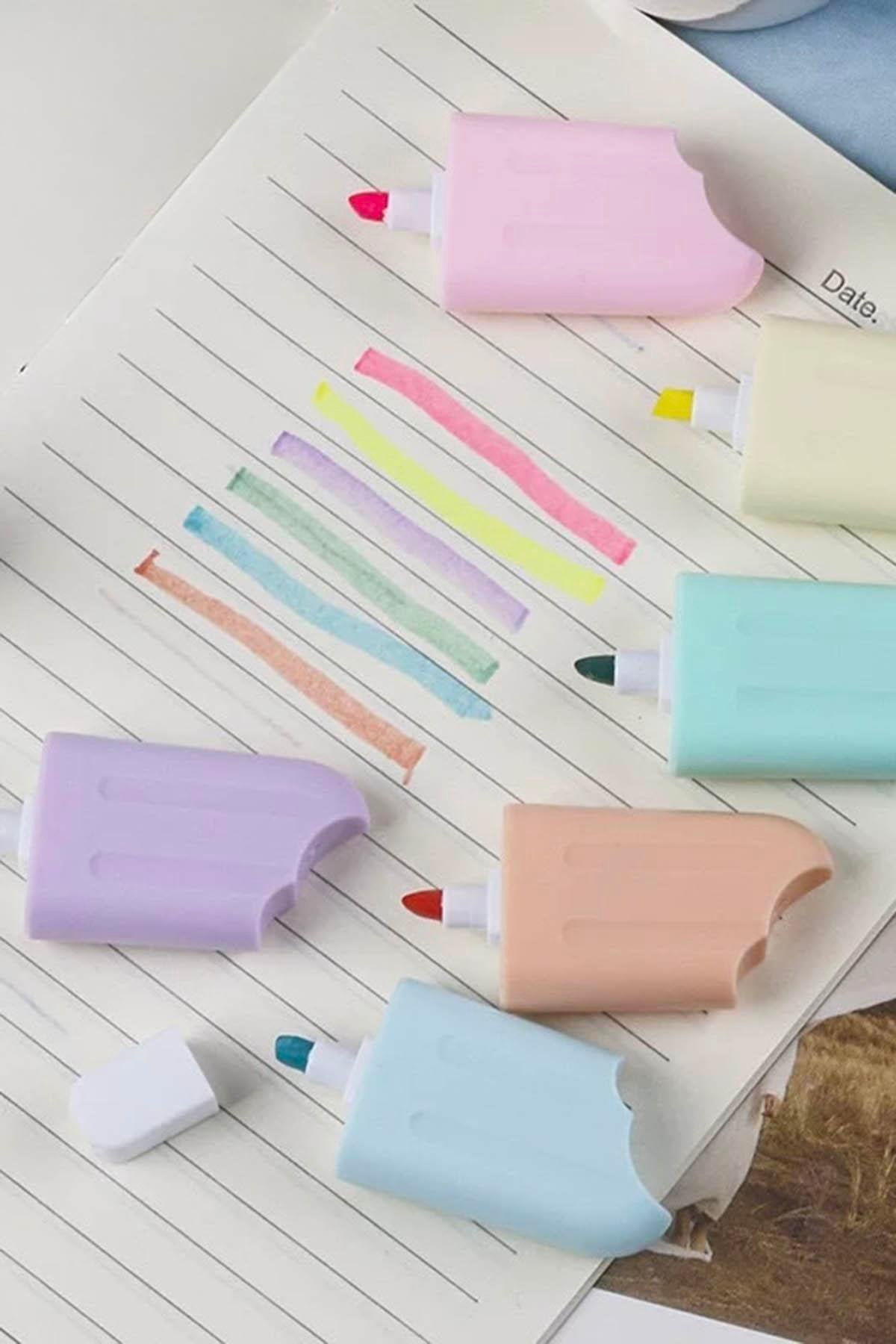 Dondurma Figürlü 6'lı Fosforlu Kalem Set