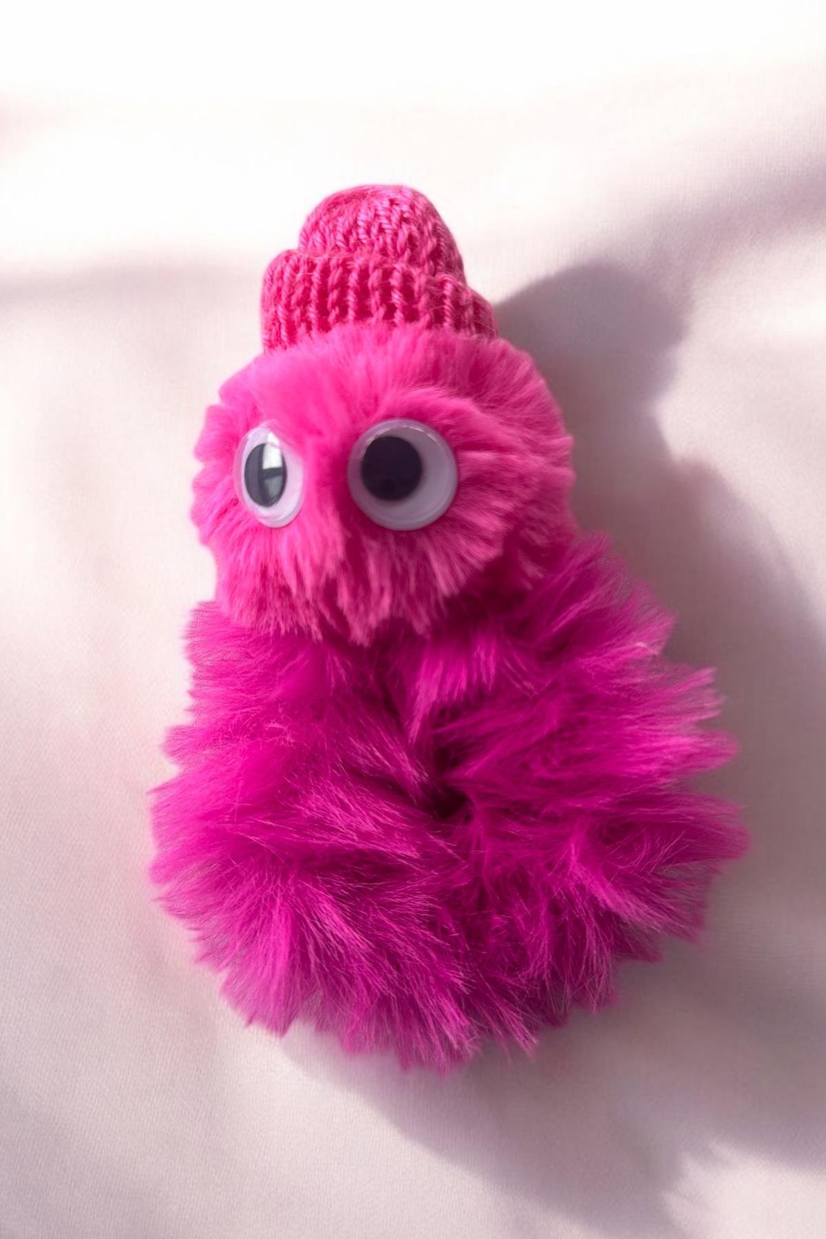 Fuşya Renk Canavar Figürlü Peluş Simit Toka