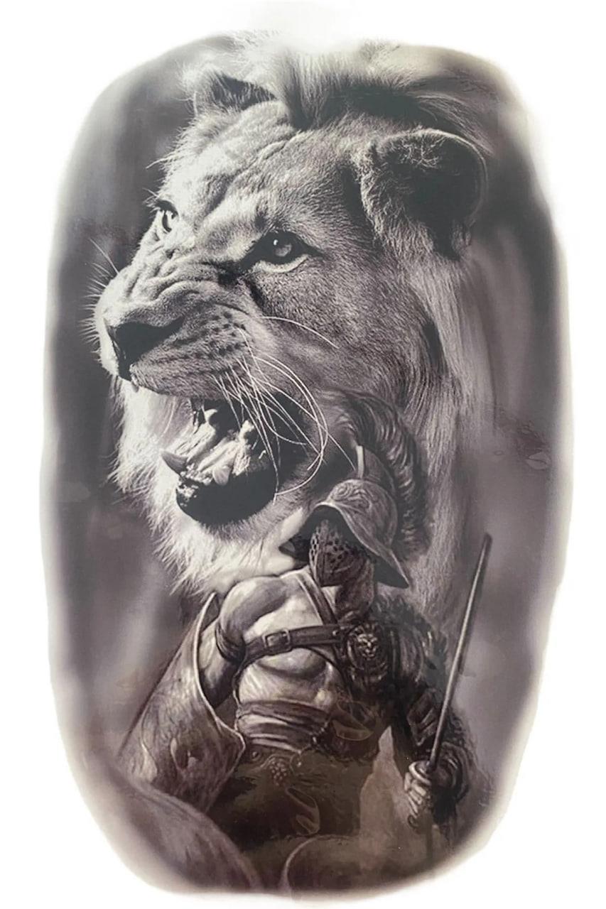 Geçici Aslan Figürlü Dövme Tattoo